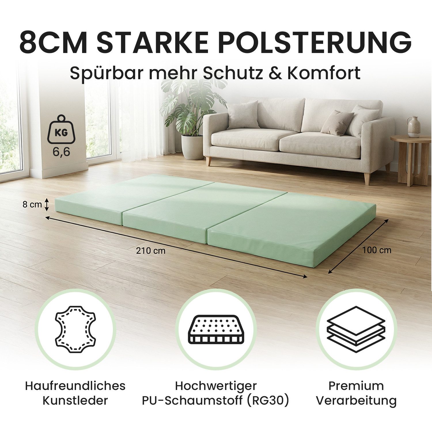 Jeflex Weichbodenmatte Jeflex Turnmatte klappbar 210 x 100 x 8 cm Weichbodenmatte, 210cm x 100cm x 8cm, Made in Germany – Bild 2 von 5