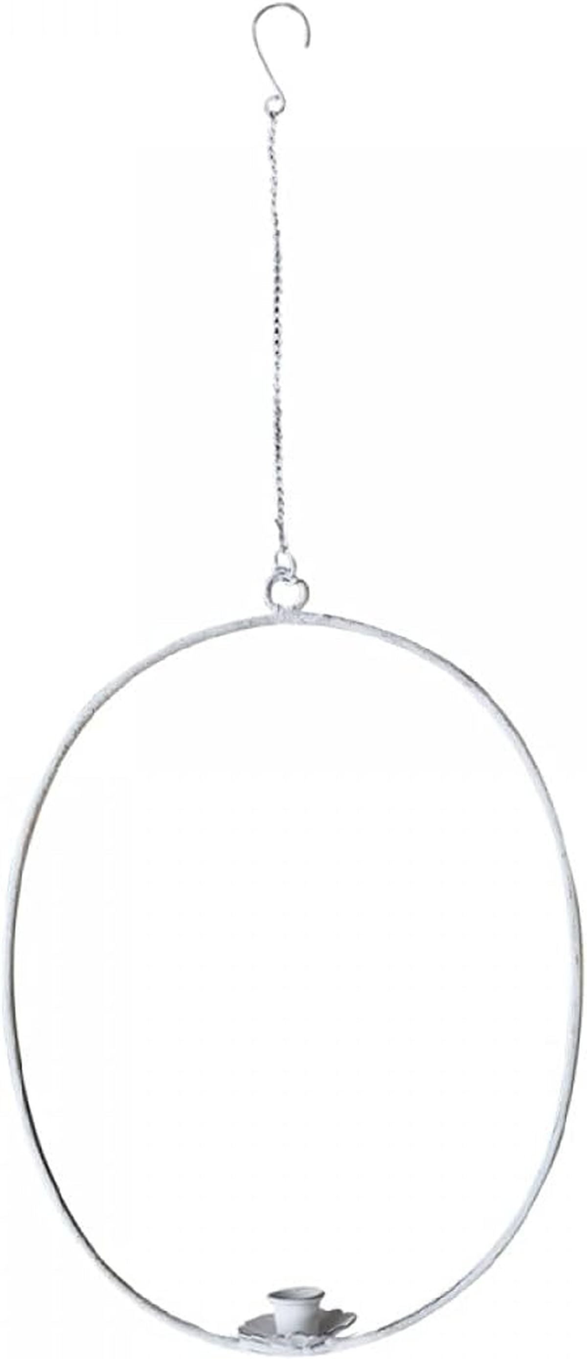 Chic Antique Kerzenhalter für Gardinenstangen Kerzenkranz zum Aufhängen Metall Weiß Shabby Chic für Spitzkerzen, Eleganter hängender Kerzenkranz