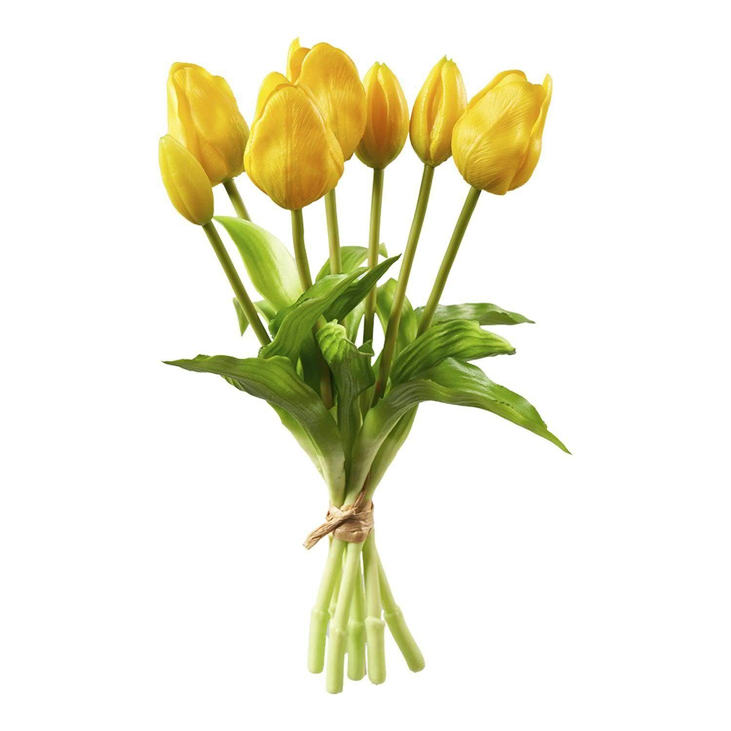 Kunstblumenstrauß Tulpenbund 30cm, gelb real Touch Tulpe, Florissima