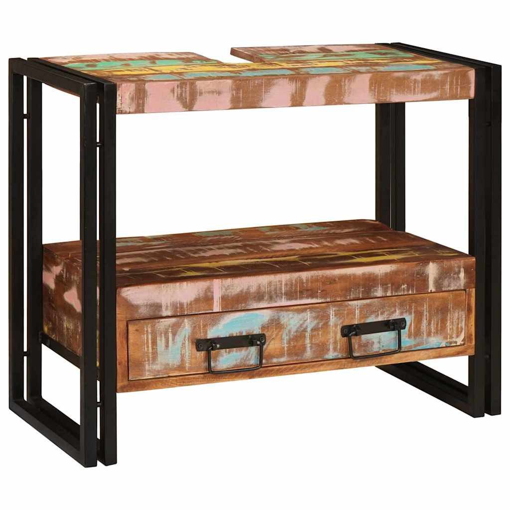 vidaXL Badezimmerspiegelschrank Waschbeckenunterschrank mit Regal Massivhol günstig online kaufen