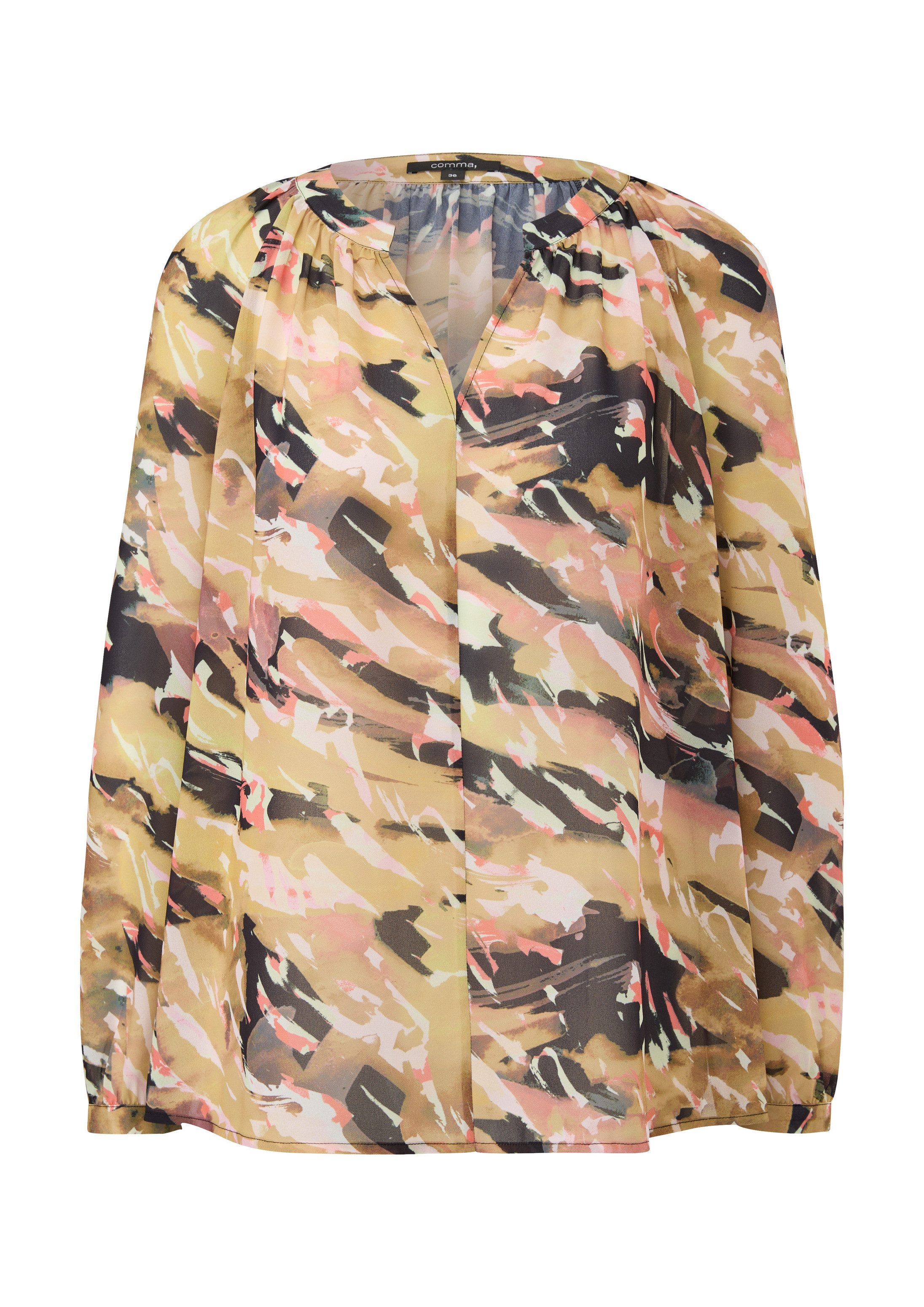 comma Langarmbluse Bluse Tunikabluse aus Chiffon