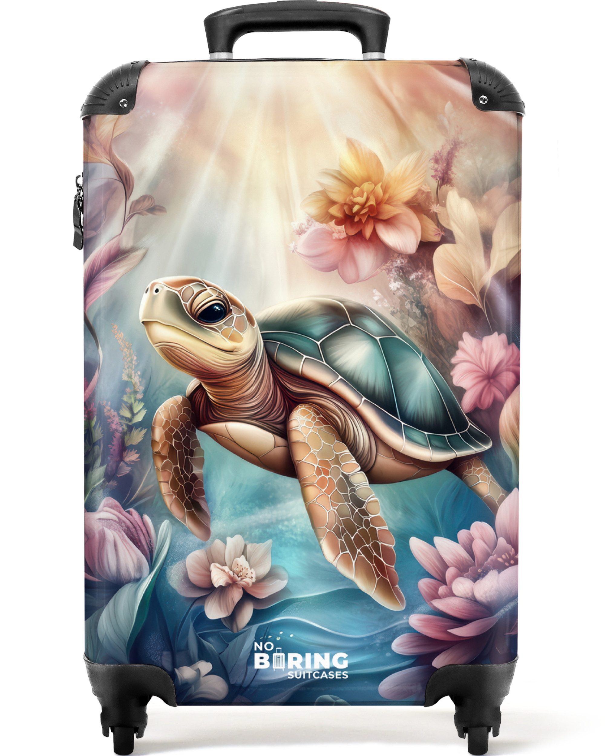 Kinderkoffer Meeresschildkröte zwischen Unterwasserblumen 55x35x20cm
