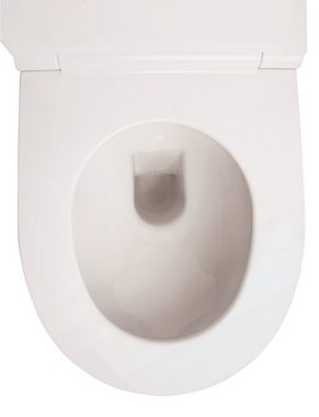 aquaSu Tiefspül-WC, Wandhängend, Abgang Waagerecht, Wand WC, spülrandlos, Weiß, WC-Sitz mit Absenkautomatik, 572361