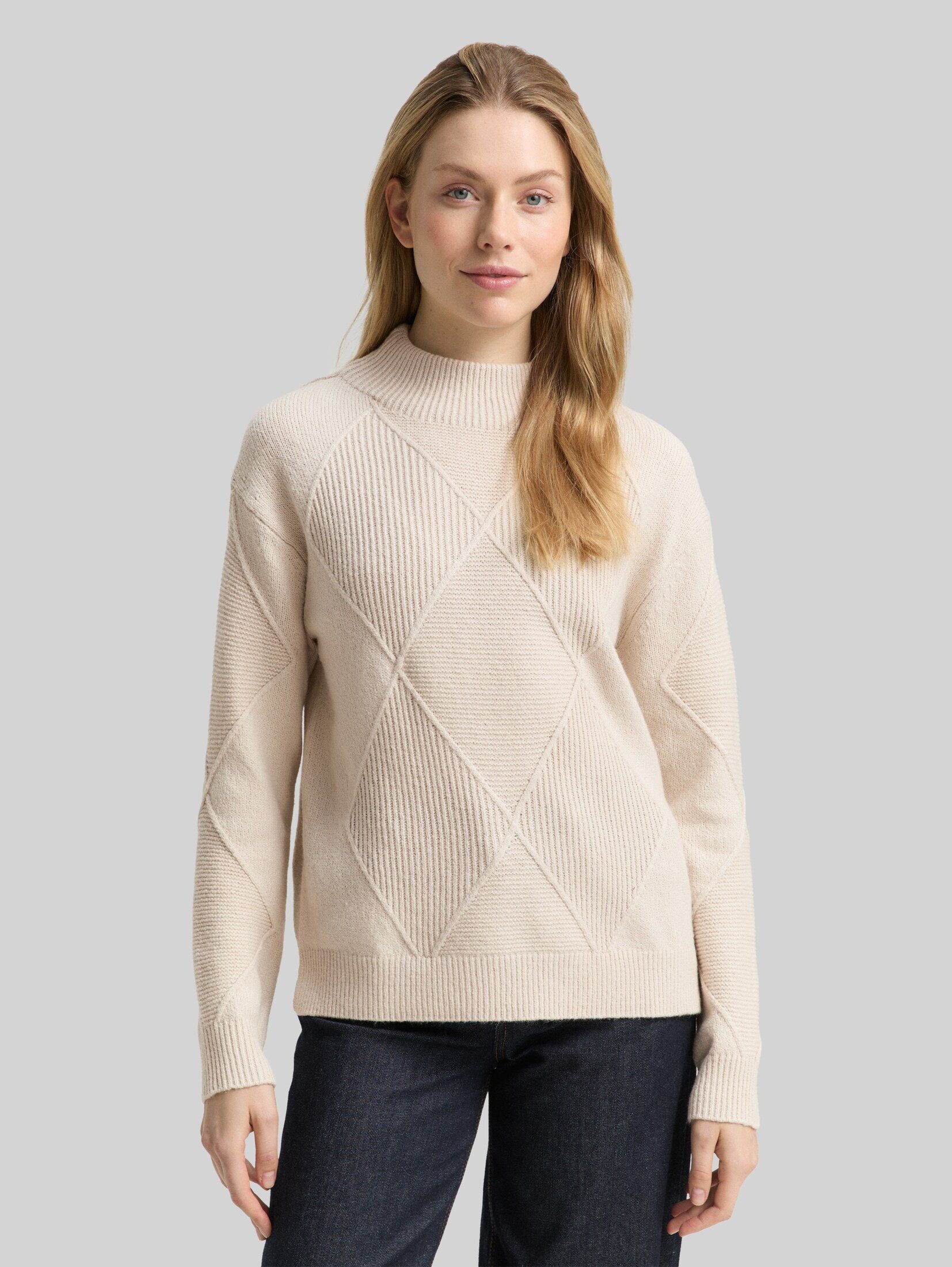 TOM TAILOR Strickpullover Pullover & Strickjacken Loose Fit Strickpullover mit Stehkragen