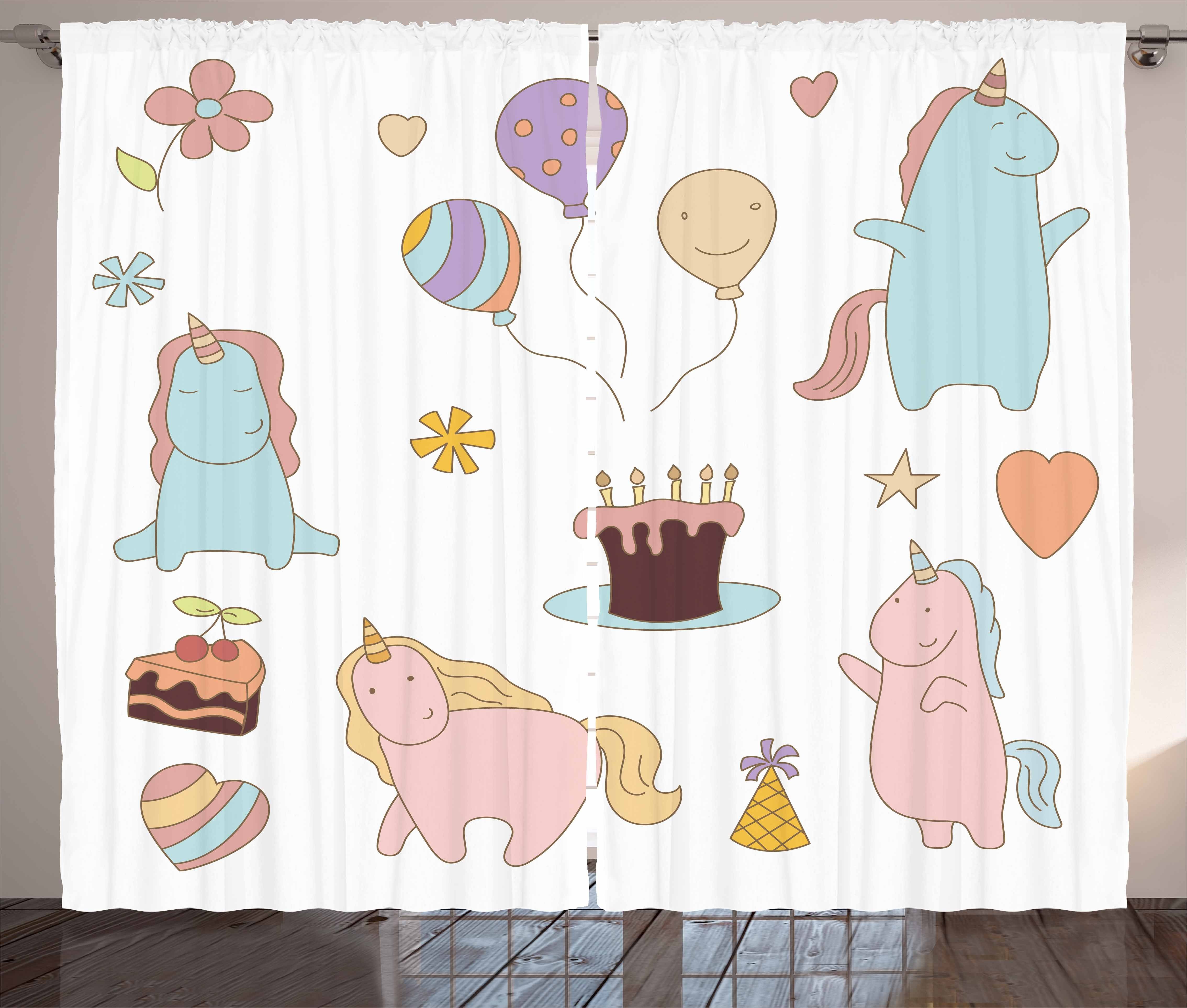 Gardine Haken, Abakuhaus, Geburtstags-Tiere Kräuselband Vorhang Unicorn-Party Schlafzimmer Schlaufen mit und