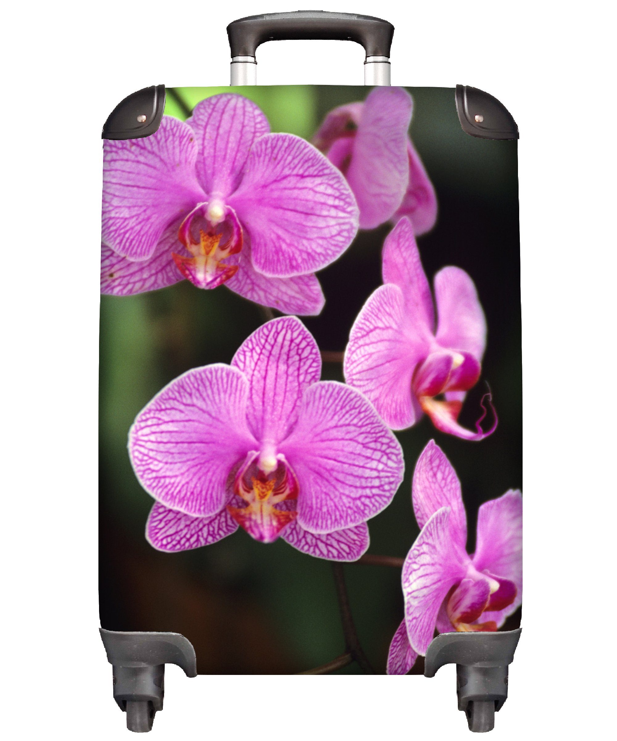 MuchoWow Handgepäckkoffer Rosa Orchidee, 4 Rollen, Reisetasche mit rollen, Handgepäck für Ferien, Trolley, Reisekoffer