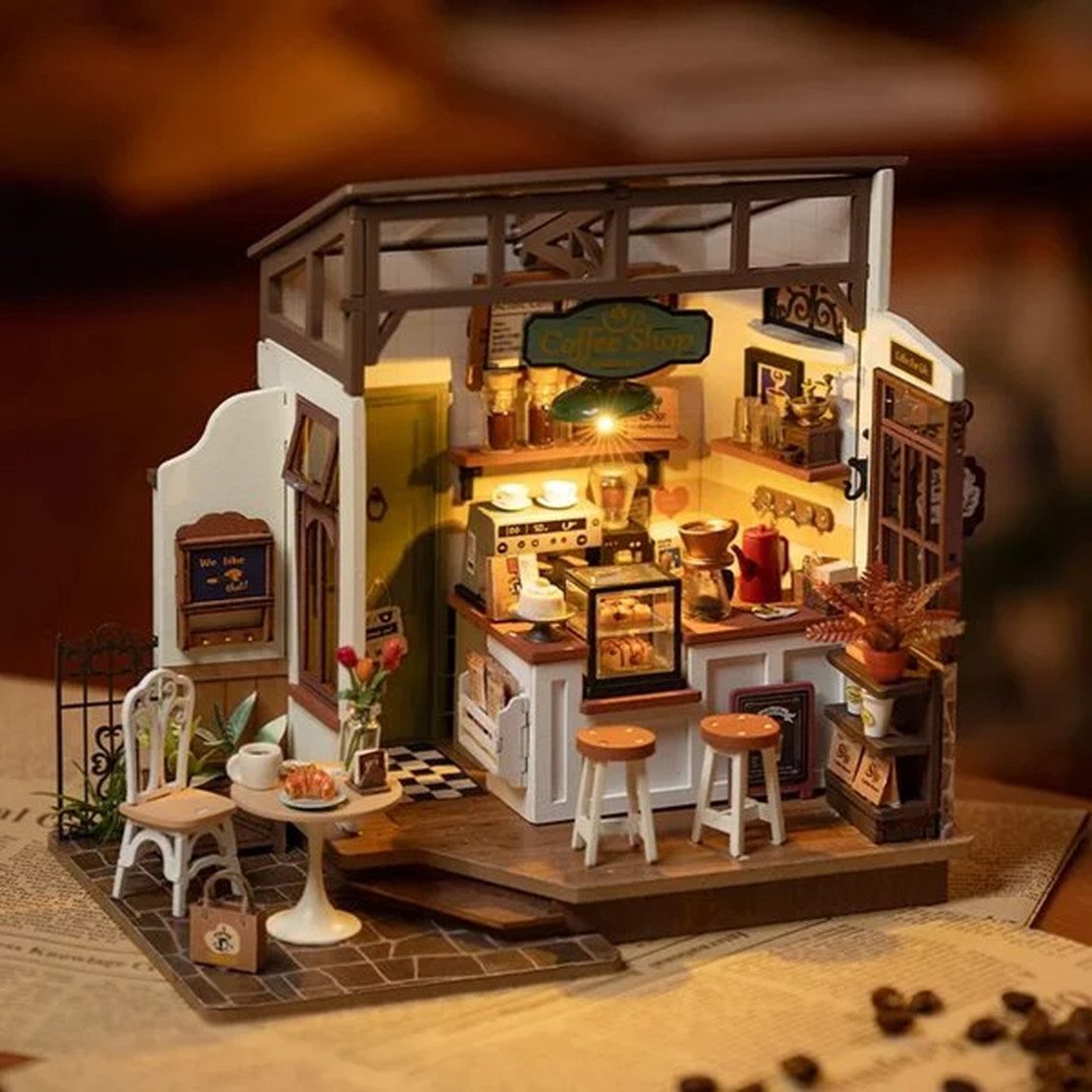 Robotime 3D-Puzzle Robotime Bücherecke NO.17 Café 3D Puzzle Holz Book Nook, Puzzleteile
