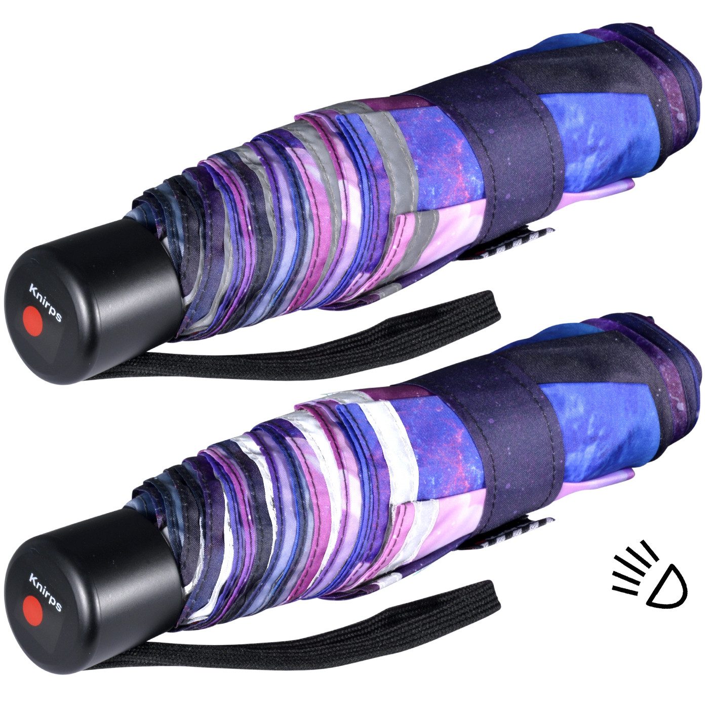 Knirps® Taschenregenschirm Kinderschirm 4Kids reflective mit Katzen, für Sicherheit auf dem Schulweg