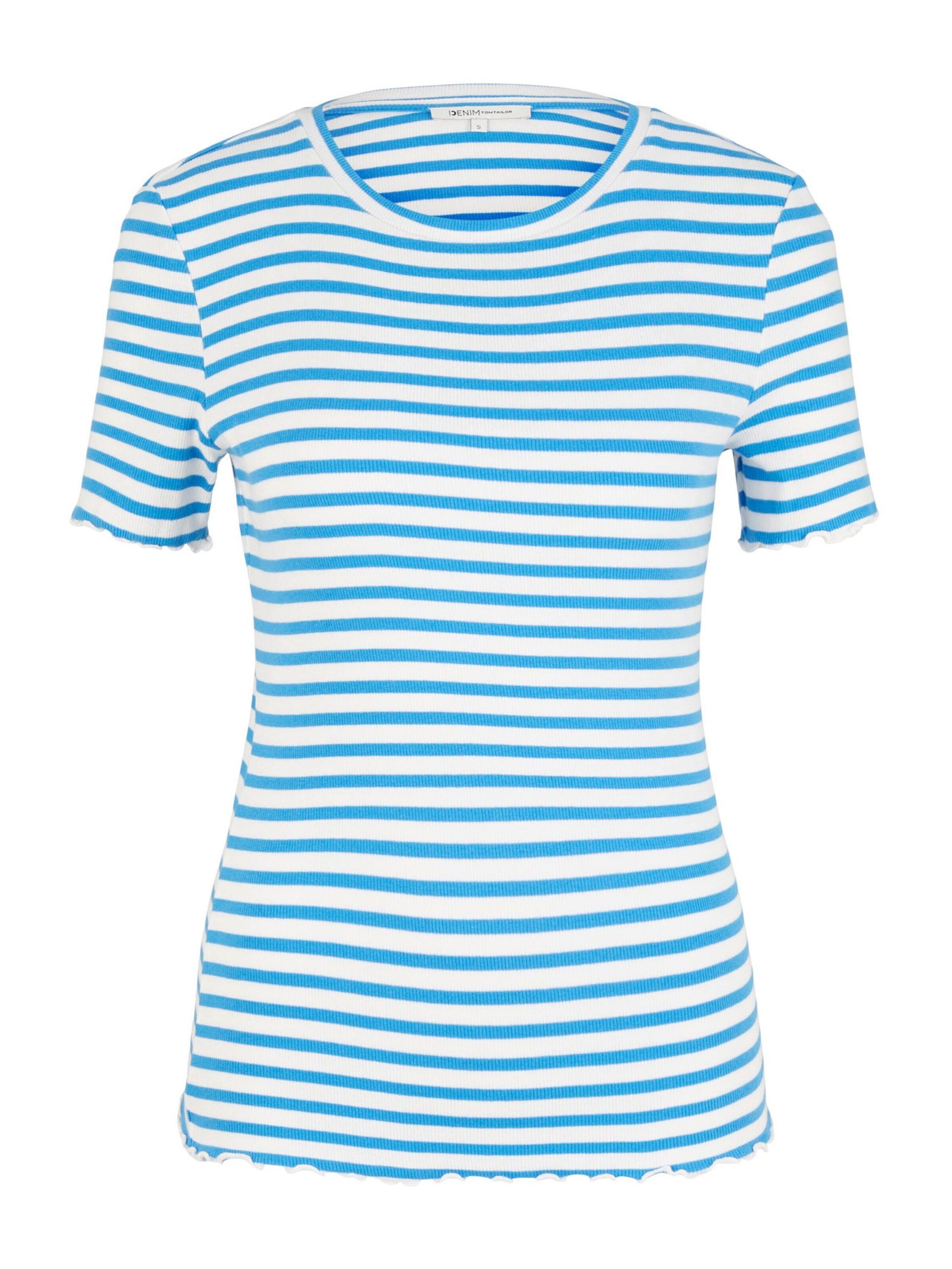 TOM TAILOR Denim T-Shirt (1-tlg) Weiteres Detail white mid blue stripe