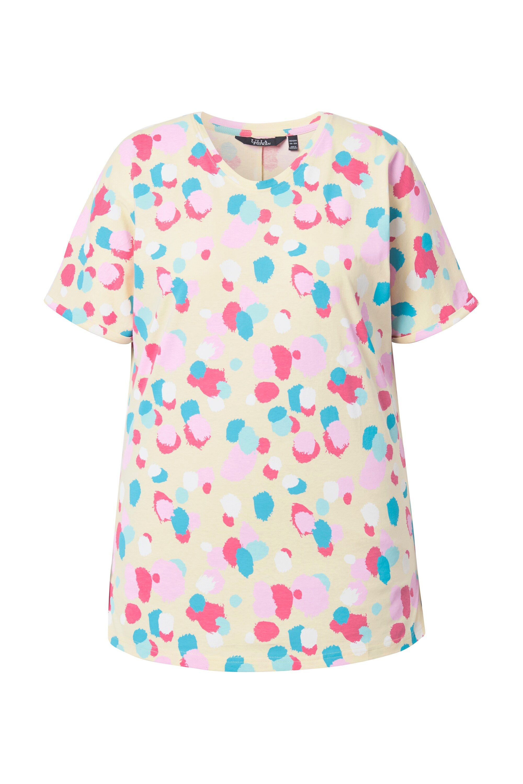 Ulla Popken T-Shirt T-Shirt Tupfen Oversized Rundhals Halbarm