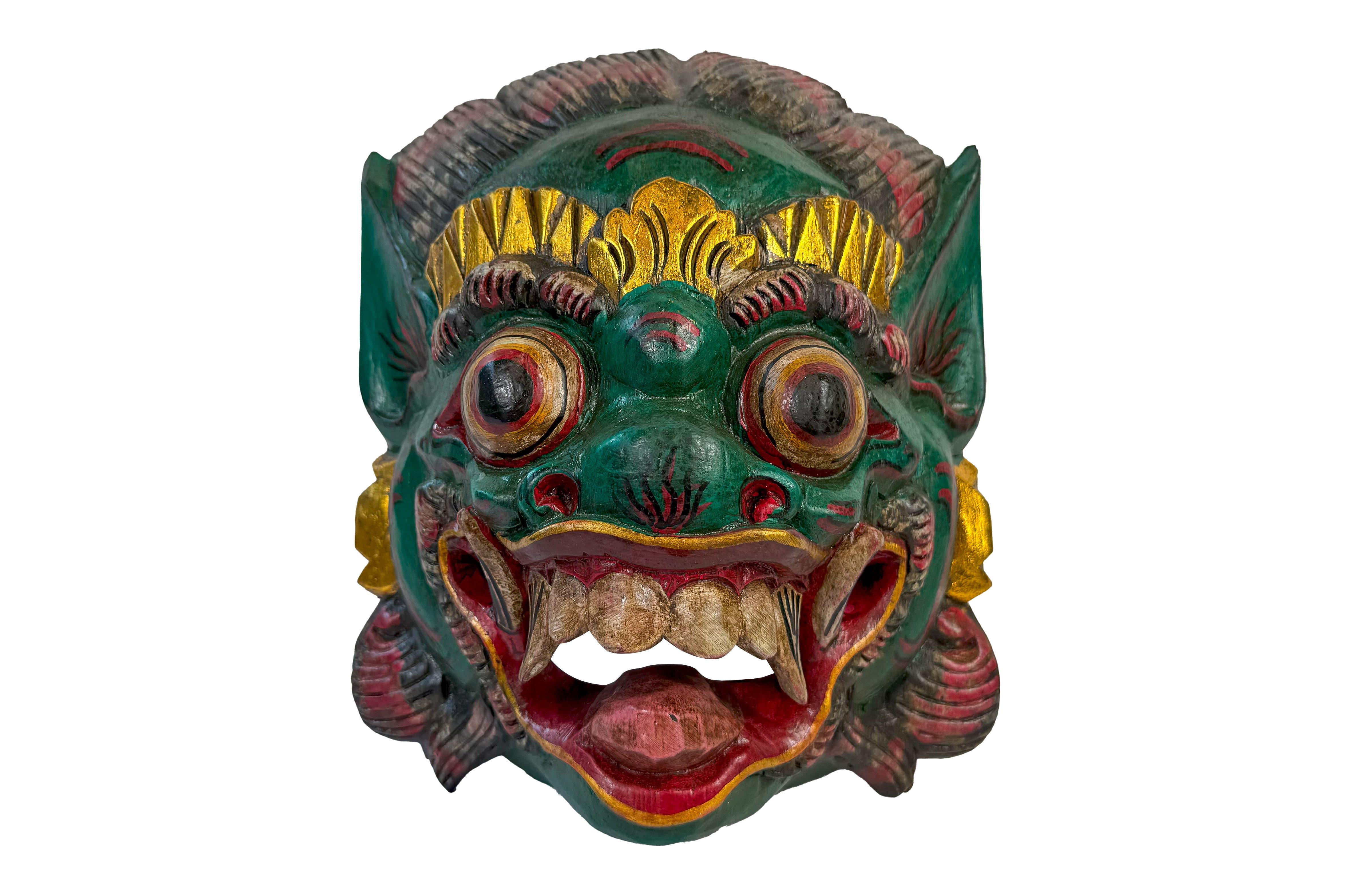 WORU Wanddekoobjekt Garuda-Wandmaske aus Holz – handgefertigt, bunt, 30 cm