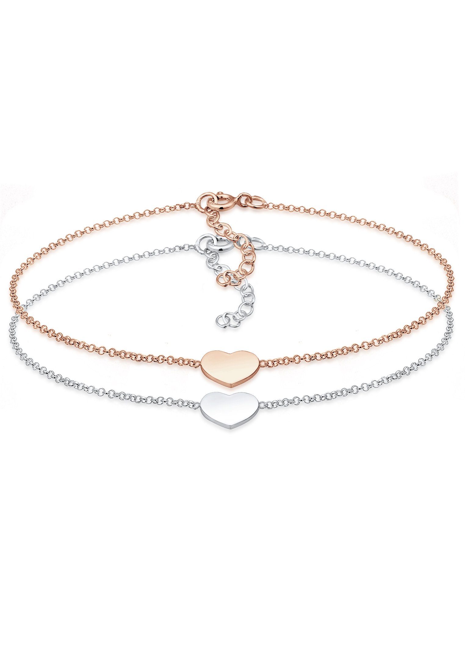 Elli Armband Set Herz Paar Freundschaft Bi-Color 925er Silber günstig online kaufen