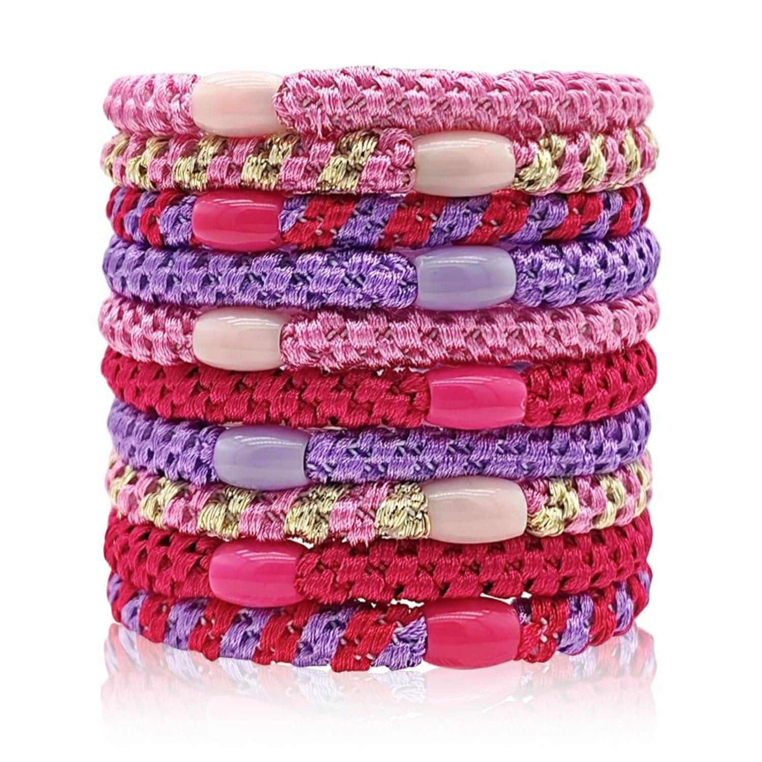 LuxusKollektion Haargummi Haargummis Mädchen Damen Mehrfarbig Elastisch 10 Stück Rosa