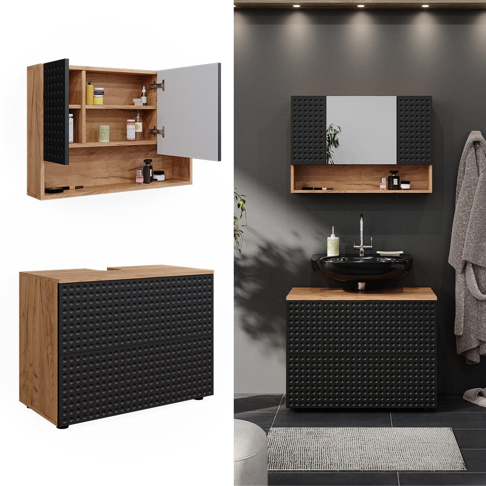 Vicco Badmöbel-Set Irma, Goldkraft Eiche/Anthrazit, 2 günstig online kaufen