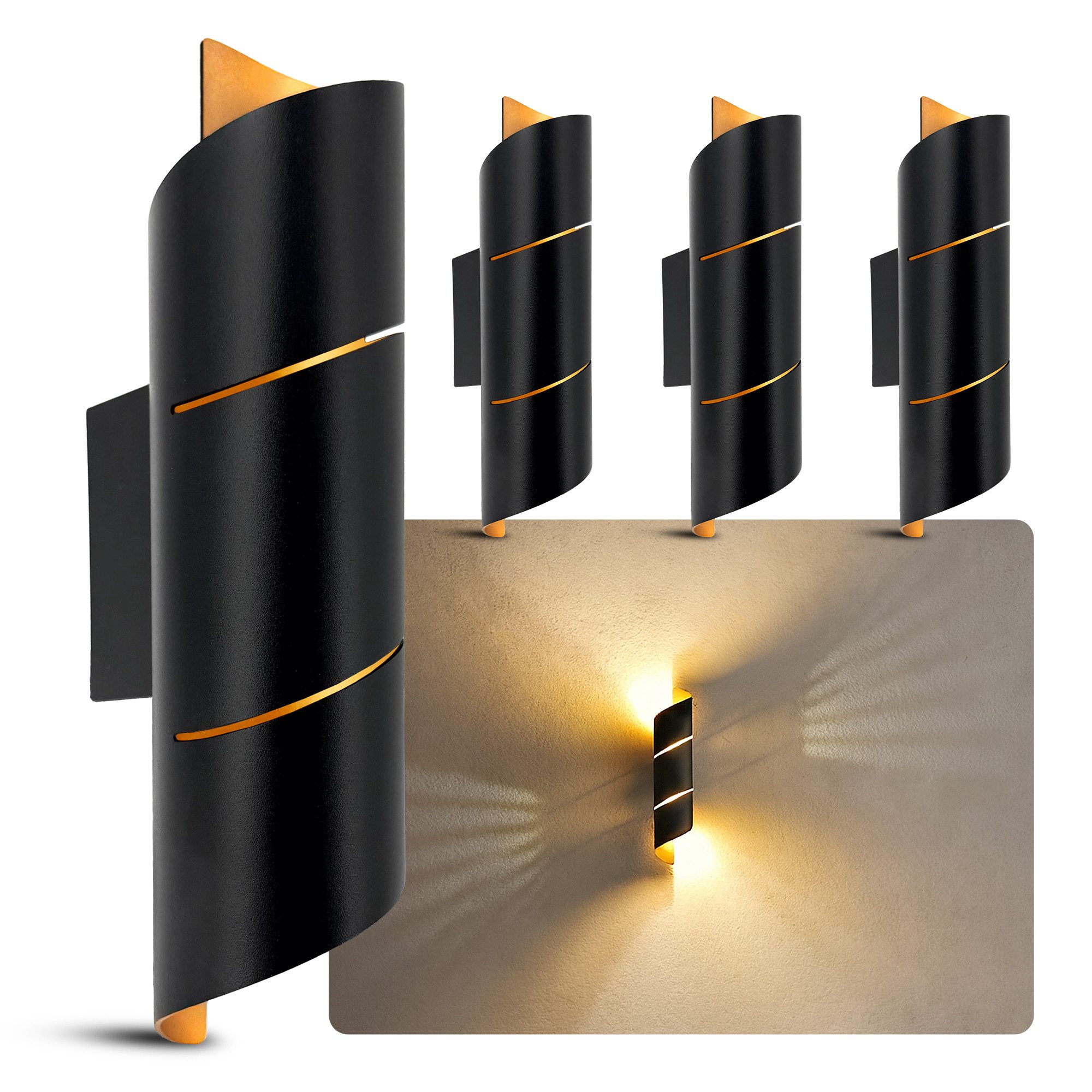 SSC-LUXon LED Wandleuchte VYRA LINE Wandleuchte Innen schwarz Wandlicht inkl. G9 LED 3W warmweiß, Warmweiß