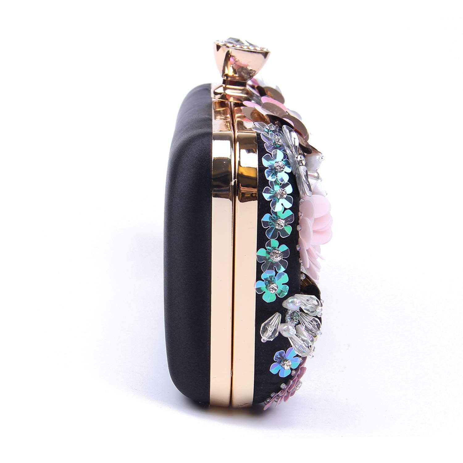 Zaewry Abendtasche Damen-Clutch mit Blumenmuster, Abendhandtasche, Schultertasche, mit Kettenriemen