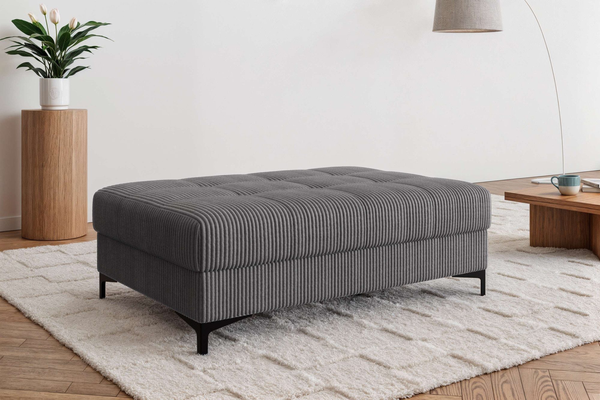 OTTO home Polsterhocker LEEVKE Sitzhocker passend zum Sofa, Breite 115 cm, mit hochelastischer Schaum und Wellenunterfederung
