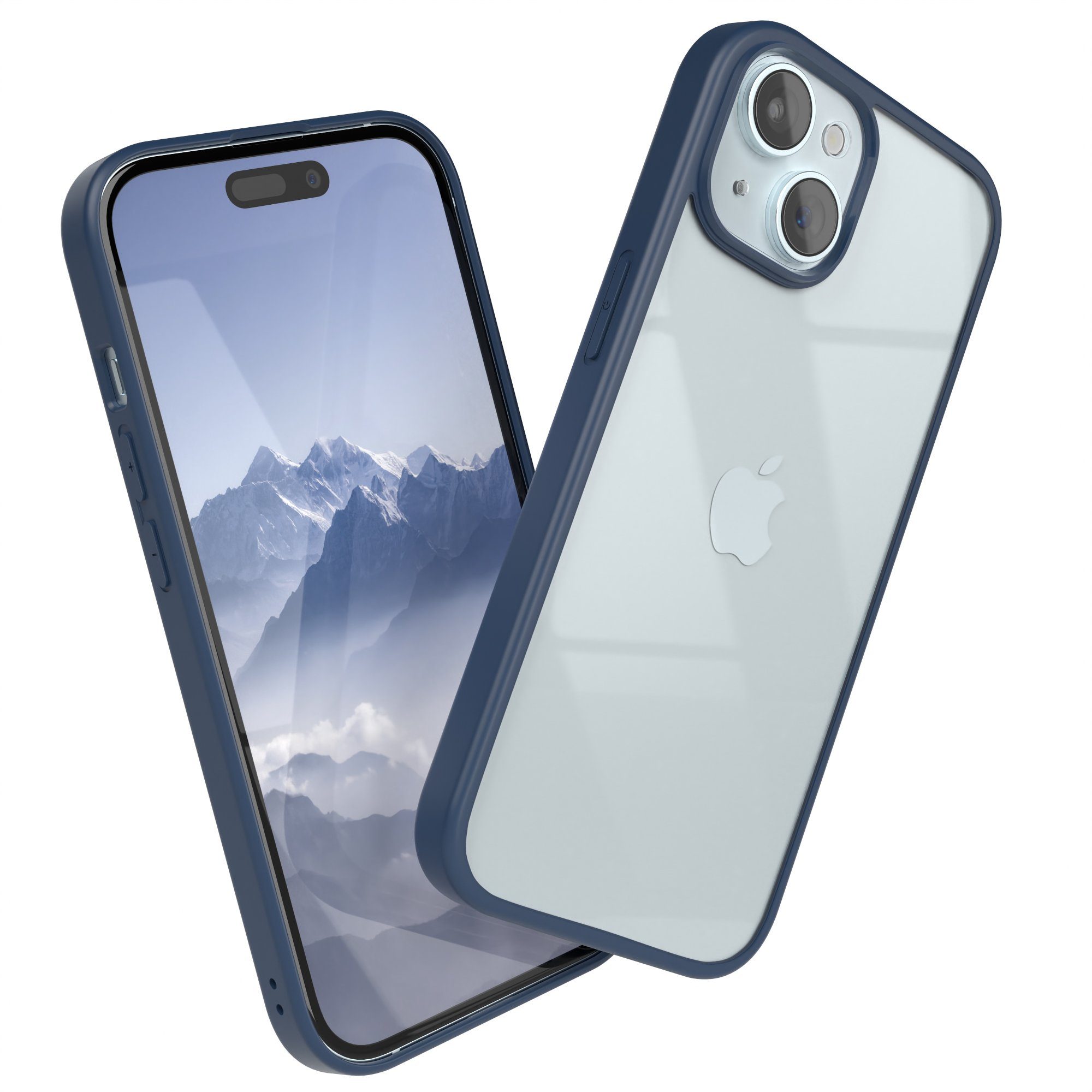 EAZY CASE Handyhülle Bumper Case für Apple iPhone 15 6,1 Zoll, Handyhülle Dünn mit Kameraschutz Hybrid Handyhülle Rand Nacht Blau