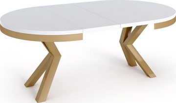 WFL GROUP Esstisch Clara Gold, Ausziehbar Tisch im Loft-Stil mit Metallbeinen
