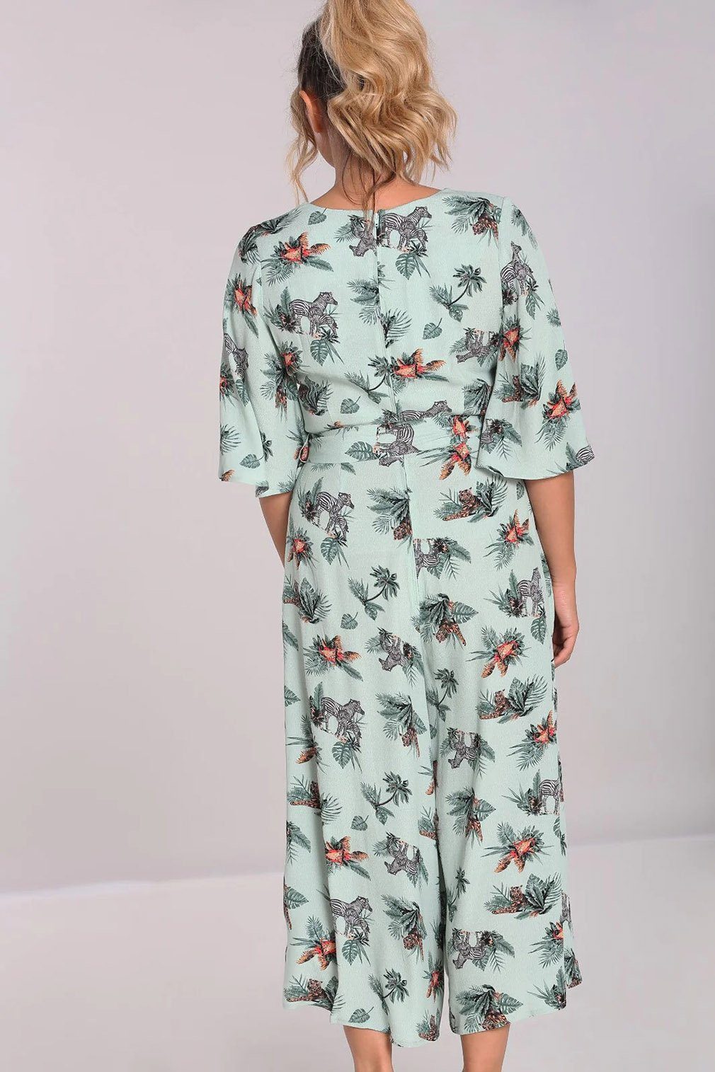 Hell Bunny Jumpsuit Sofia Tropical Blumen Print Vintage Overall Relaxed Fit günstig online kaufen