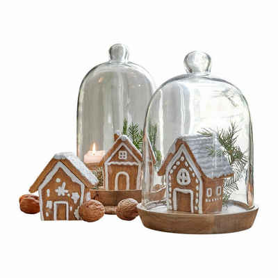 Mirabeau Weihnachtshaus Lebkuchenhaus 3er Set Bichette braun/weiß