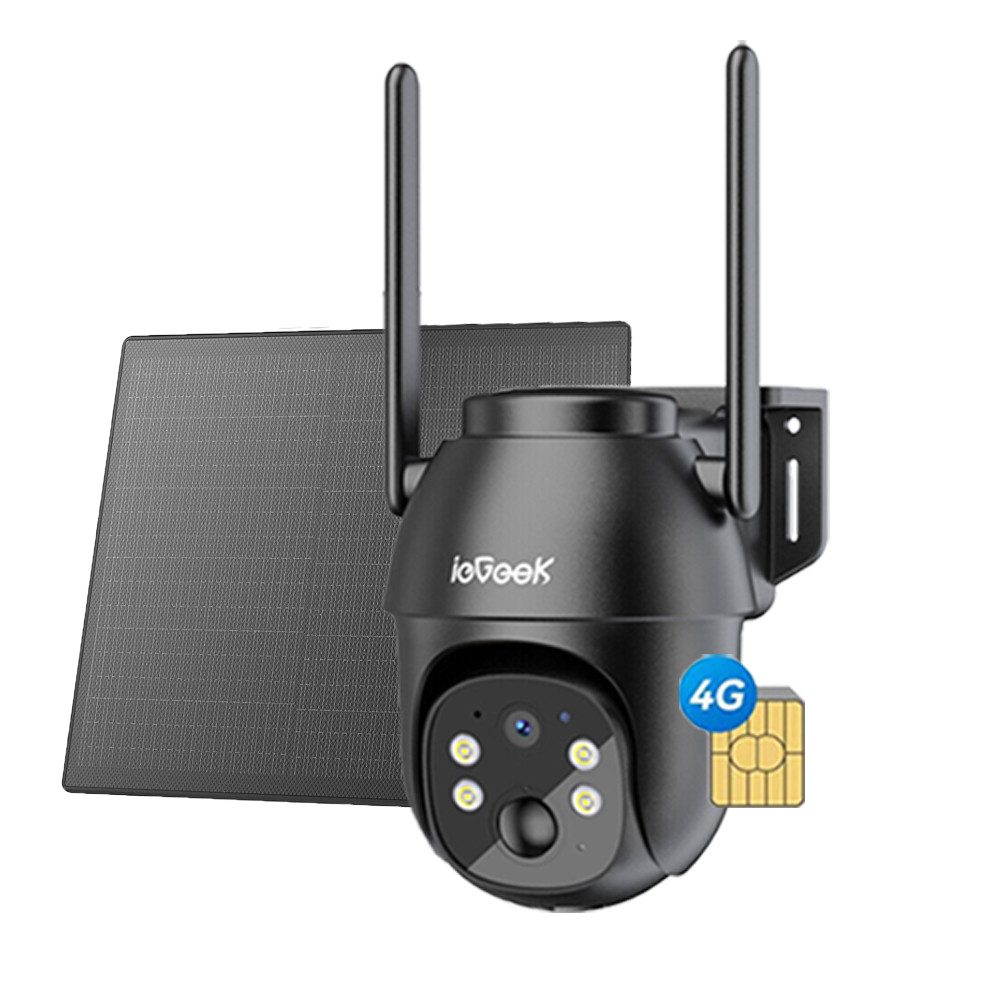 TWUFY IP-Überwachungskamera 4G LTE Überwachungskamera Aussen Akku mit SIM Karte (Außenbereich, 2K Kabellos Solar PTZ Kamera Ohne WLAN Outdoor, 1-tlg., 355°/100° Schwenkbar, Farb-Nachtsicht, Lokaler/Cloud Speicher, Audio, PIR Erkennung,Solar PTZ IP Kamera
