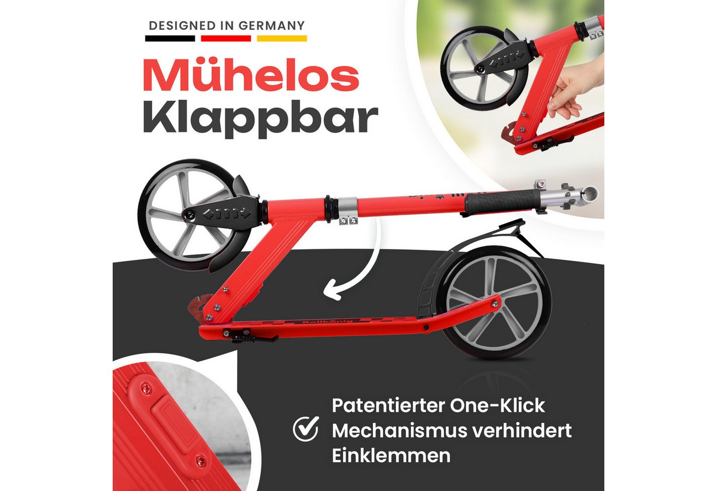 Thumbnail - ROLLKÖNIG Cityroller Tretroller Rollkönig ® Scooter Kinder ab 5 Jahren, mit großen Rädern, Cityroller