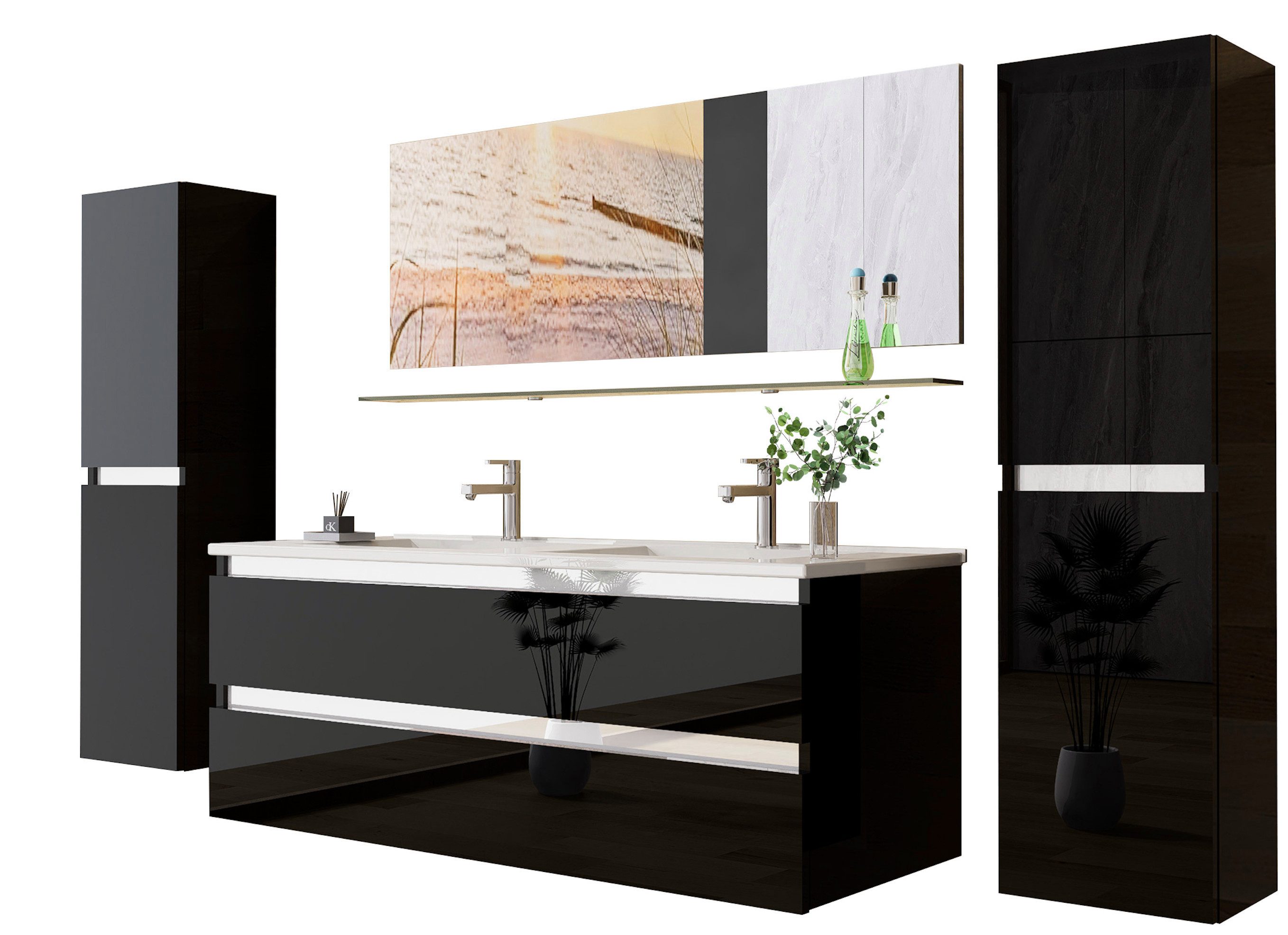 Badmöbel Set Doppelwaschtisch 140 cm: Luxus und Funktionalität für Ihr Bad