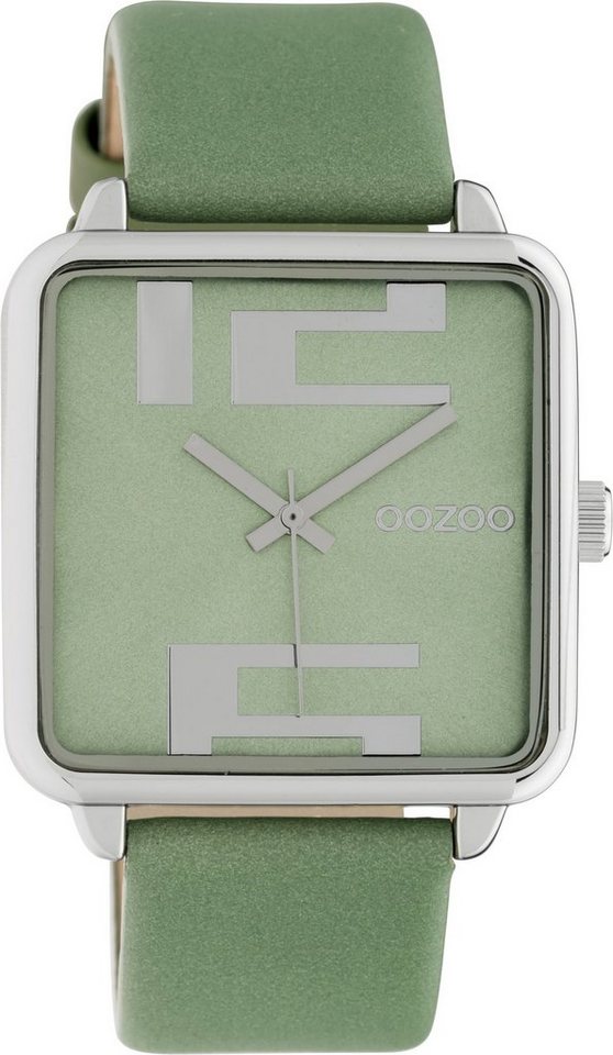 OOZOO Quarzuhr Damen Armbanduhr C10362 Grün Lederband 35x35 mm