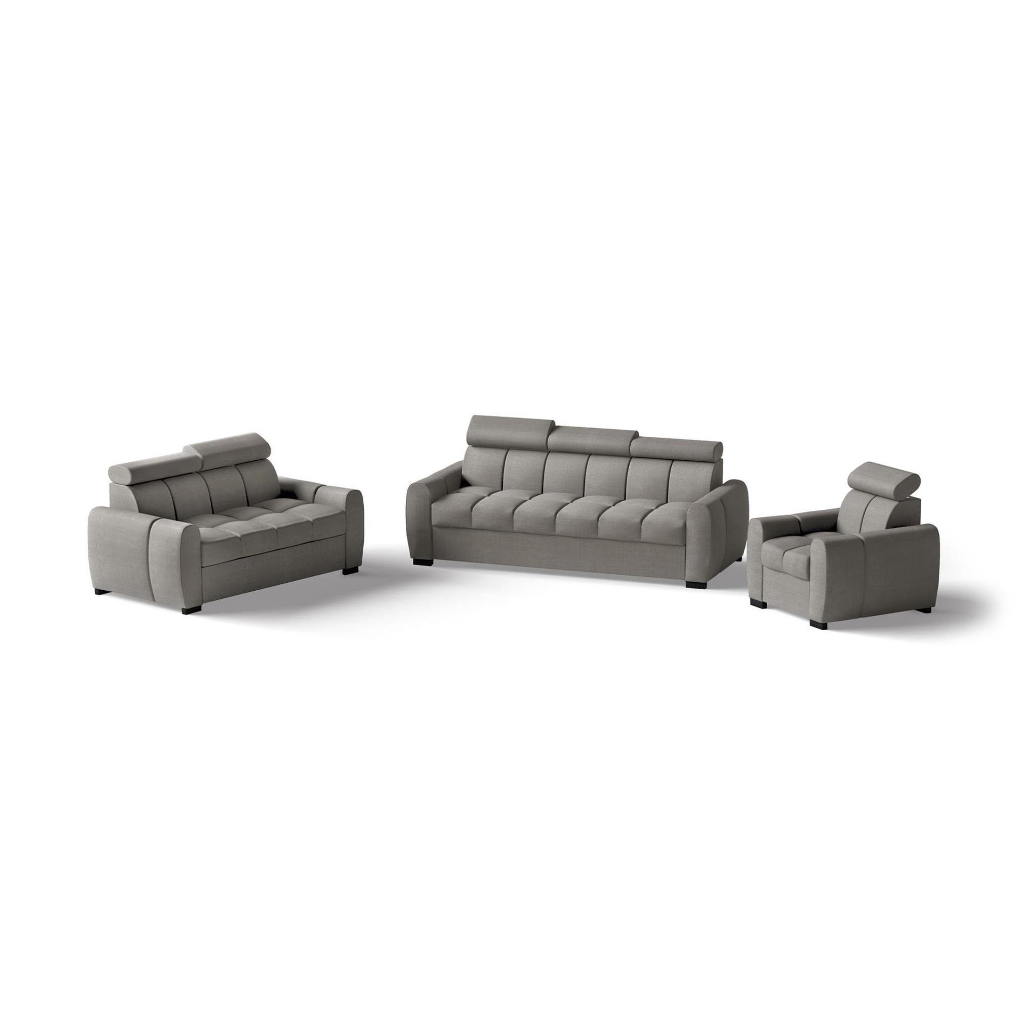 in 3+2+1 (inkl. Cappucino Bettkasten, Kopfstützen), und verstellbaren 06) Polstergarnitur Rundumbezug Beautysofa Gomez, Designersofa (element Schlaffunktion Velourstoff,