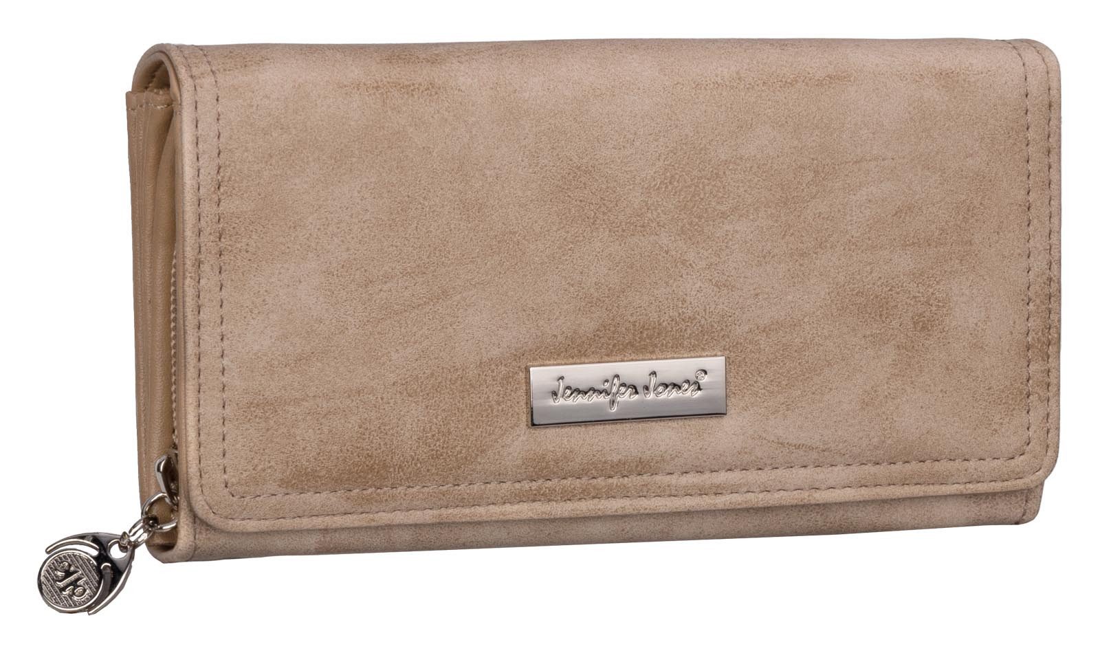 Jennifer Jones Geldbörse JENNIFER JONES Damen Geldbörse Portemonnaie Natur, Damen Geldbörse klappbar mit Reißverschluss Portemonnaie Geldbeutel