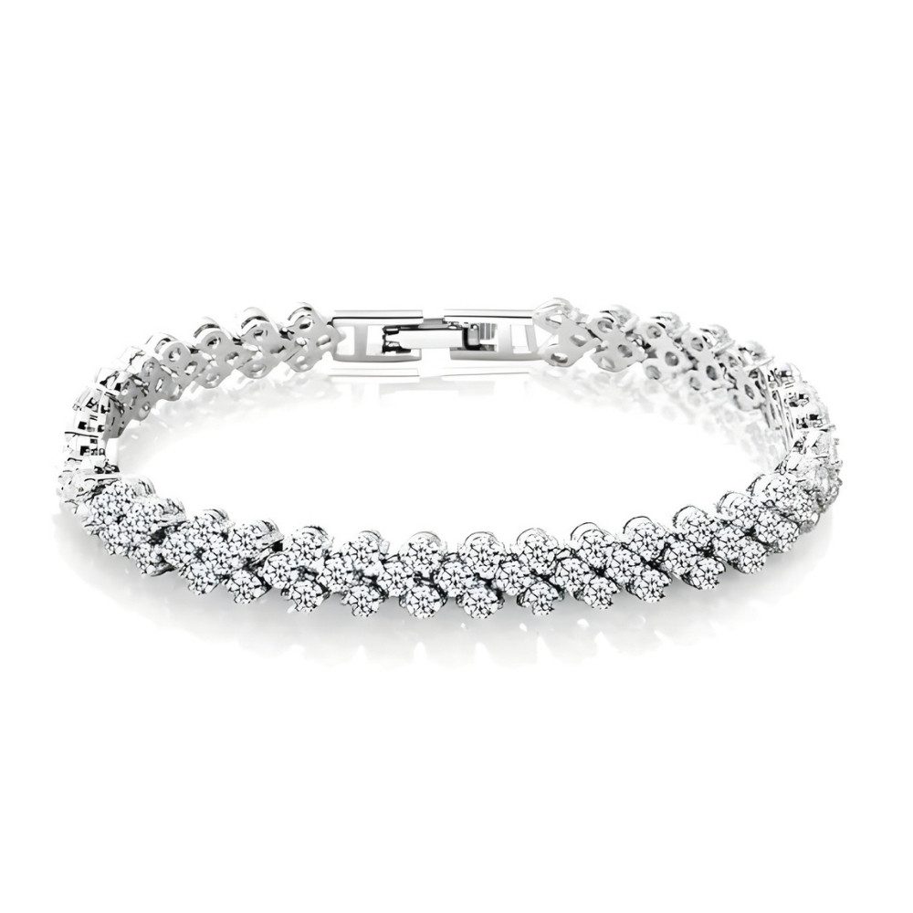 Shining Diva Armband Kristall Armreif Damen Platinplattiert Elegant Funkelnd (Einzelarmreif, Einzelstück), Kristallbesatz, Nickelfrei, Bleifrei, Hautfreundlich