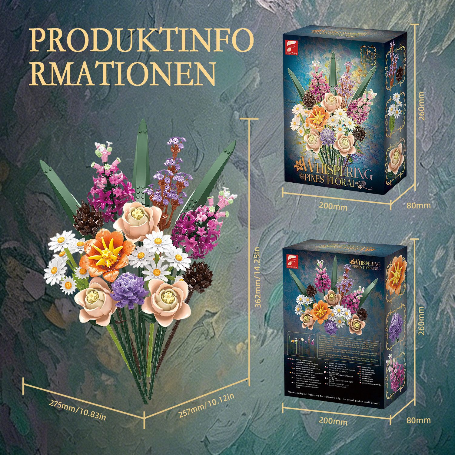 Esun Klemmbausteine Blumen 12 Wildblumen Set Blumenstrauß Bausteine 1190 St Spielbausteine, (Set, 1190 St., Komplettset), Geschenk für Frauen Männer Kinder Erwa – Bild 4 von 5