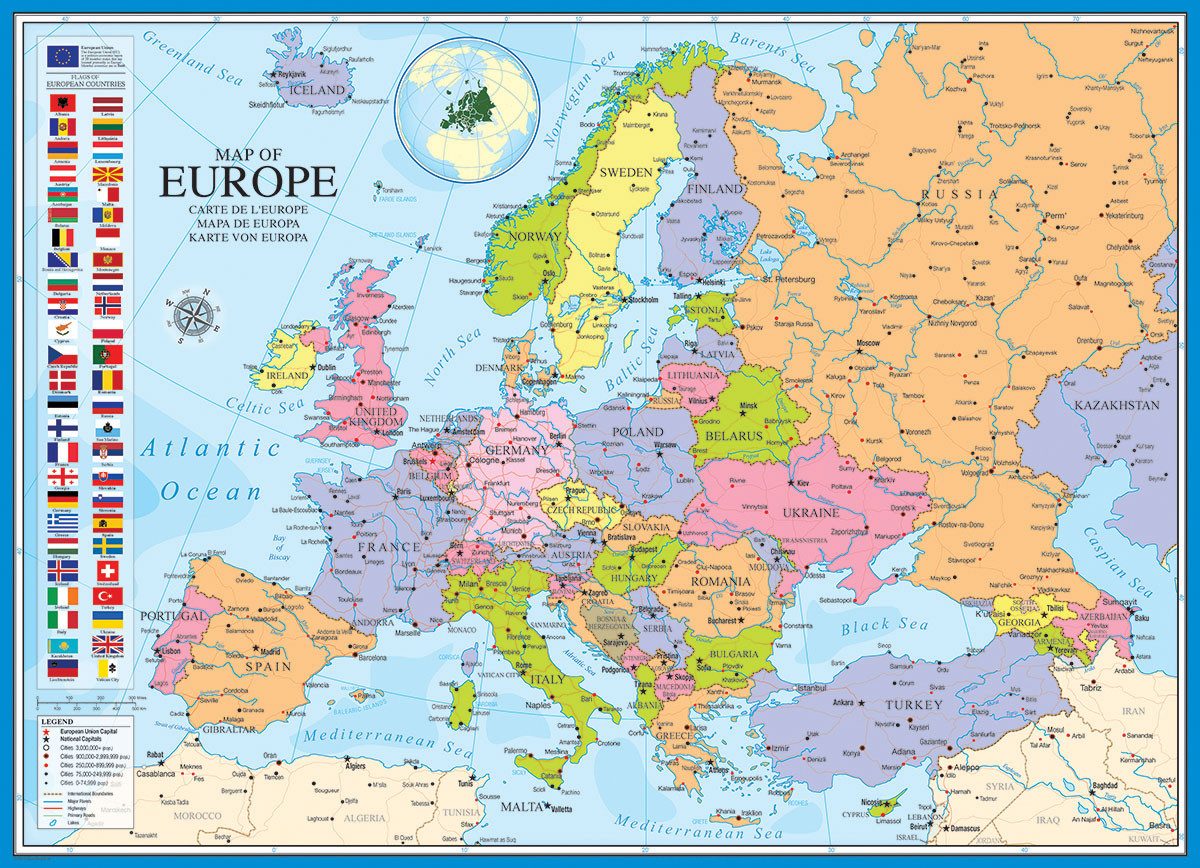 Puzzle 1000 Teile Puzzle - Puzzle - Landkarte von Europa, Puzzleteile