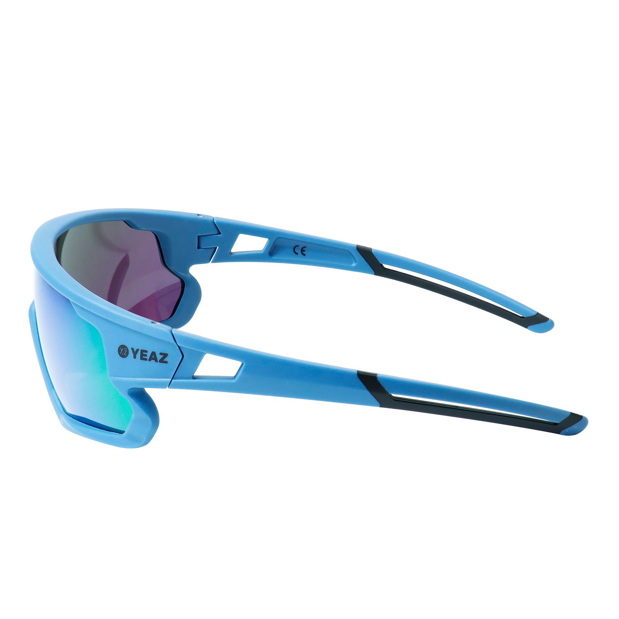 YEAZ Sportbrille SUNRISE Sport-Sonnenbrille Cyan Blue/Green, Guter Schutz bei optimierter Sicht