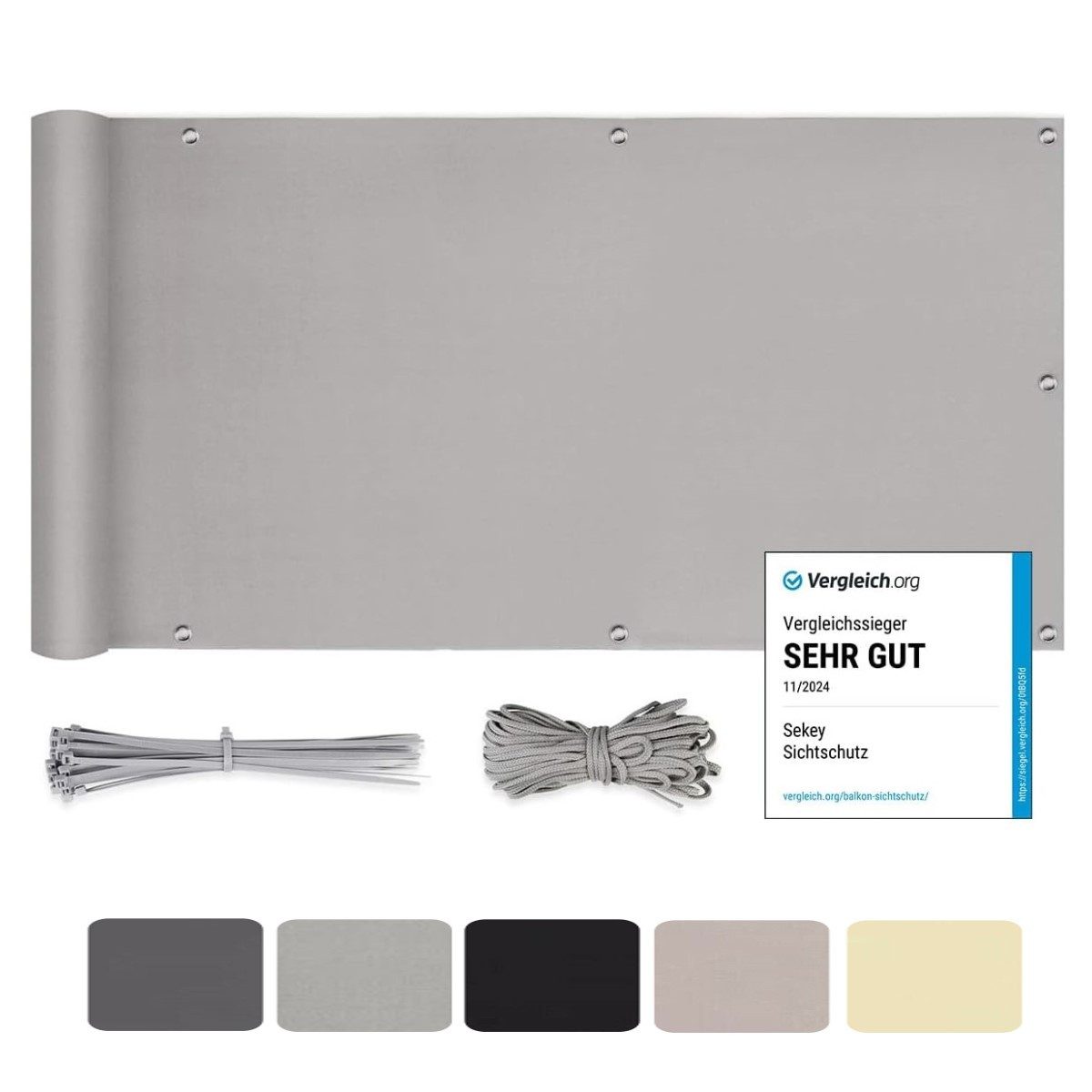 Sekey Balkonsichtschutz Polyester Balkonbespannungen Sichtschutz Garten Zaun Windschutz H: 75cm, 90 cm, 120cm / B: 300 cm, 400cm, 500 cm, 600cm