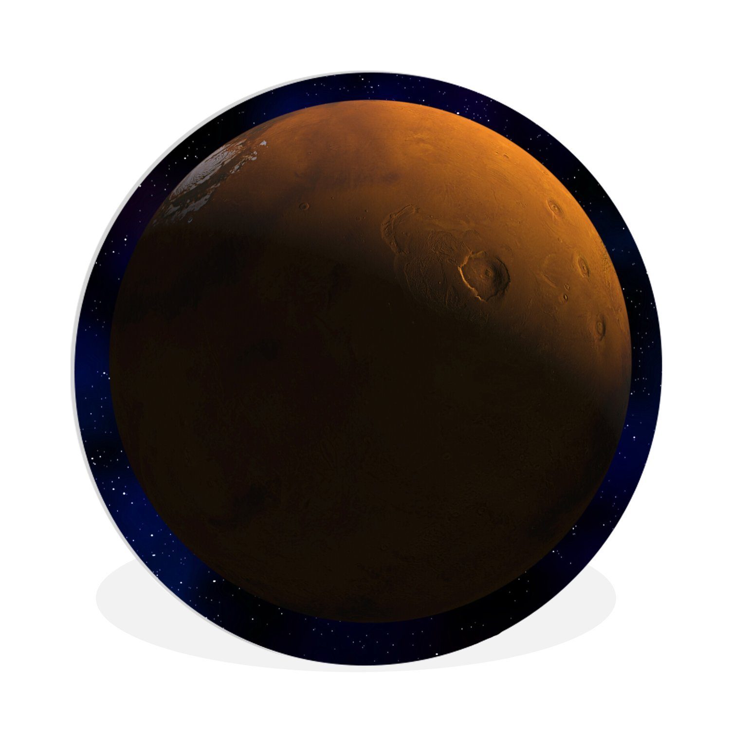 MuchoWow Gemälde Mars vor einem dunklen Hintergrund, (1 St), Kreis Wanddekoration Forex, Rundes Wandbild, Wohnzimmer, 30x30 cm