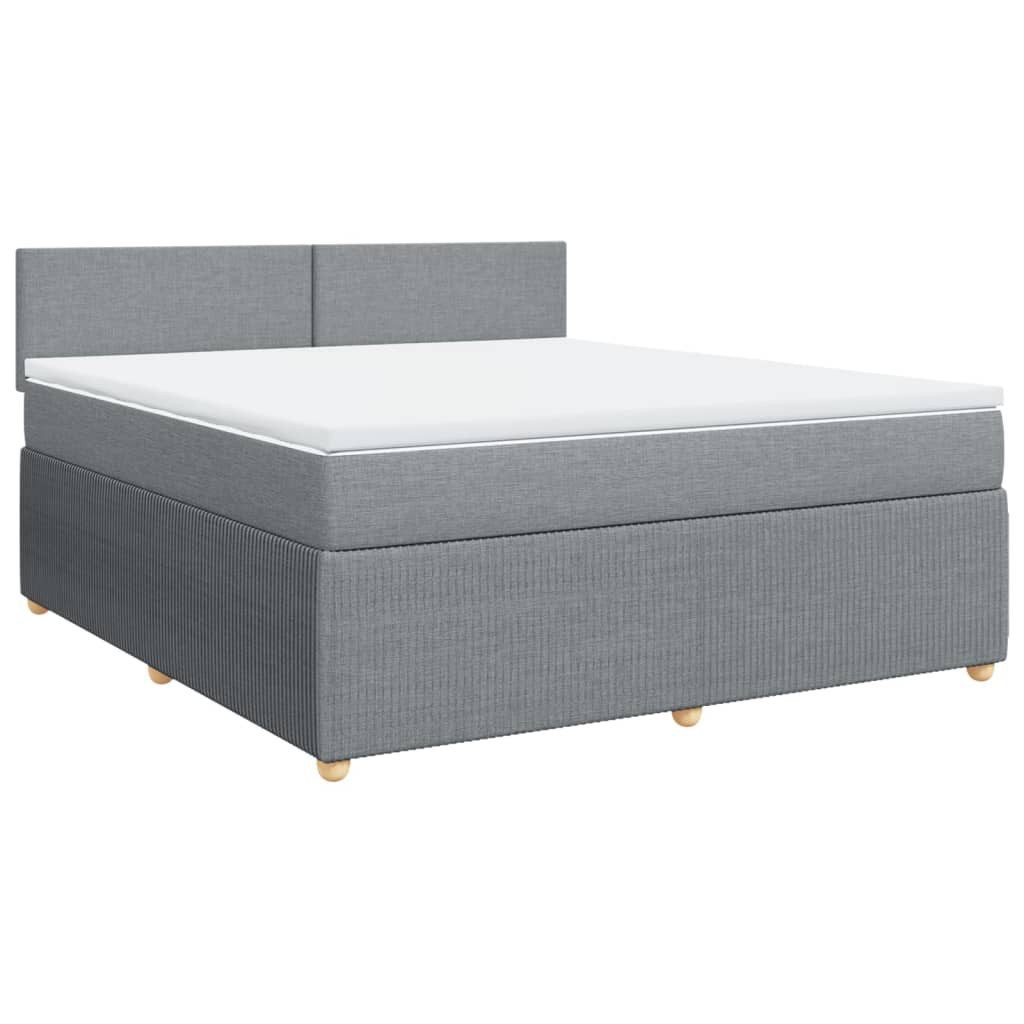 Bett Boxspringbett mit Matratze Hellgrau 180x200 cm Stoff