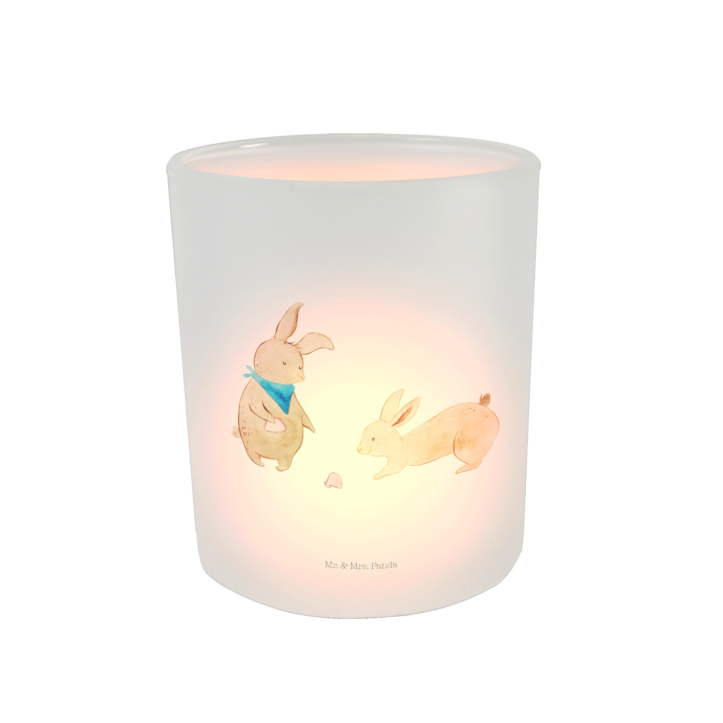 Mr. & Mrs. BFF Muschel - Panda Hasen Kerzenglas, Windlicht (1 Ferien, - Meer, Geschenk, St) Transparent