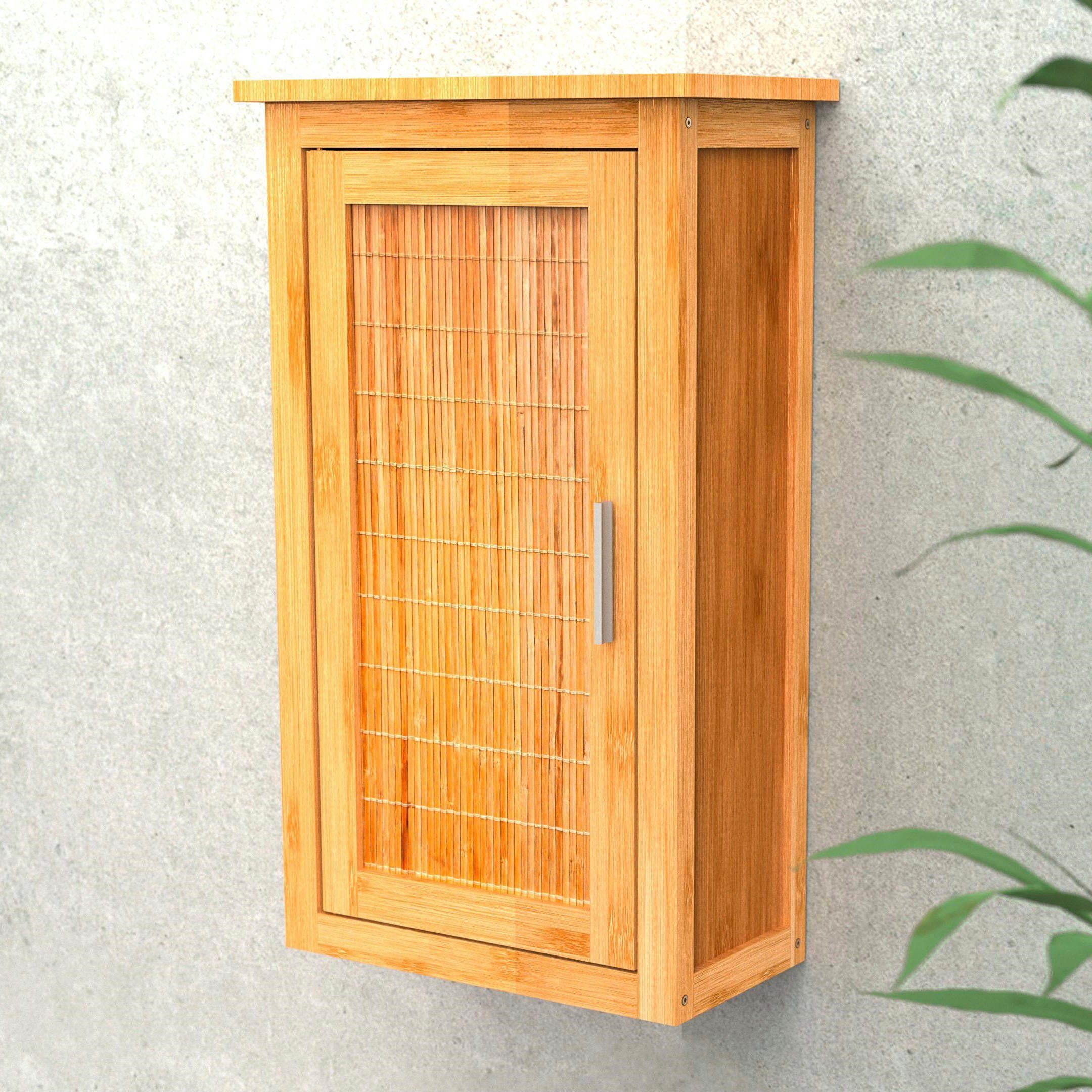 Badmöbel Badezimmerschrank schmal Eisl Bambus die für Hängeschrank nachhaltige Bambus Wand,