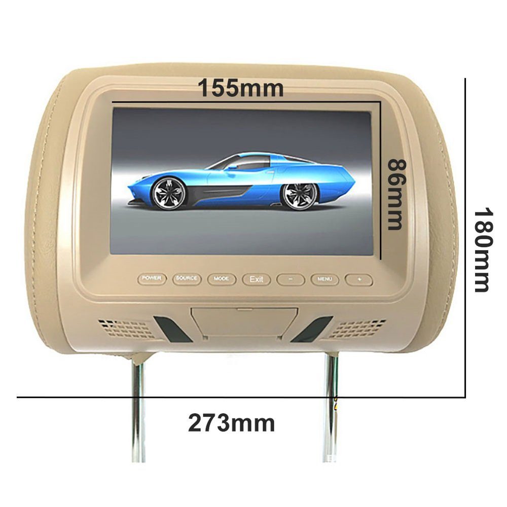 Multifunktionsspieler Beige Auto Rutaqian 7Zoll Multimedia-Spieler Rücksitzunterhaltung Monitor (Riemenantrieb)
