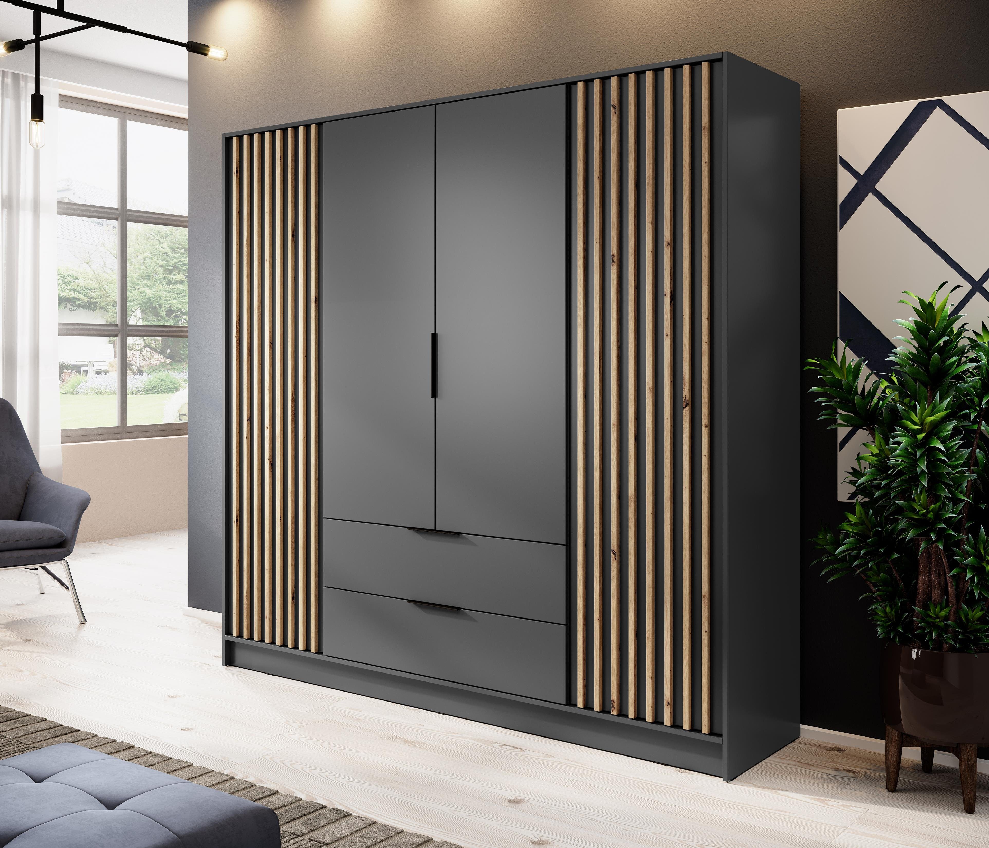 Compleo Kleiderschrank LISA Drehtürenschrank mit Lamellen, günstig online kaufen