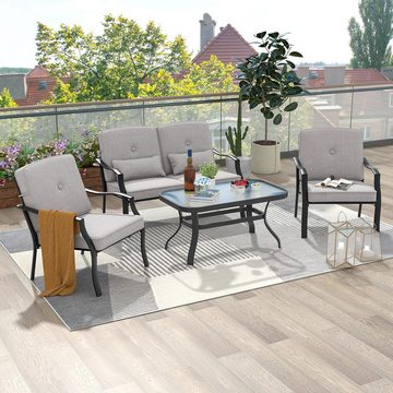 KOMFOTTEU Gartenlounge-Set, (Set, 4-tlg), Sitzgarnitur mit Kissen, Terrassenmöbel