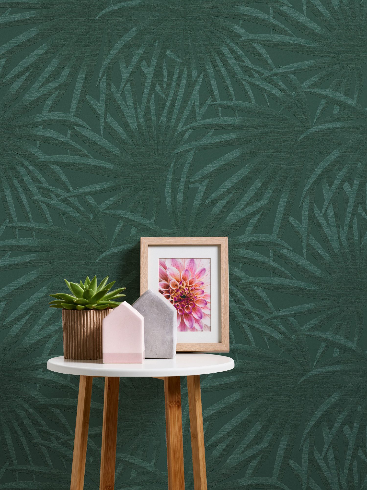 A.S. Création Vliestapete Casual Living, strukturiert, matt, (1 St), Vliestapete Palmen für Schlafzimmer Küche Wohnzimmer Palmenblätter