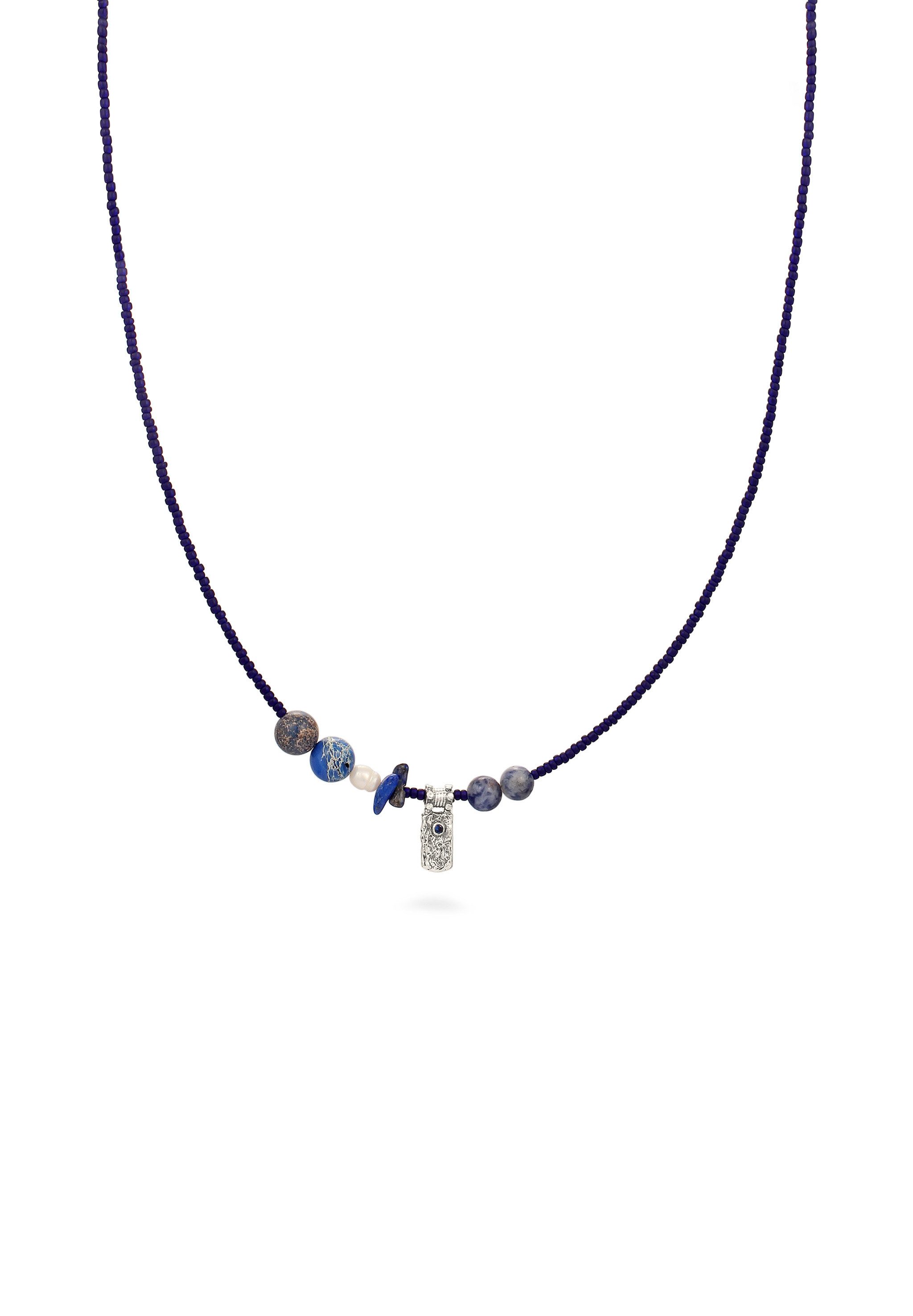 Silberkette Lapis Lazuli Perlen 925 Sterling Silber