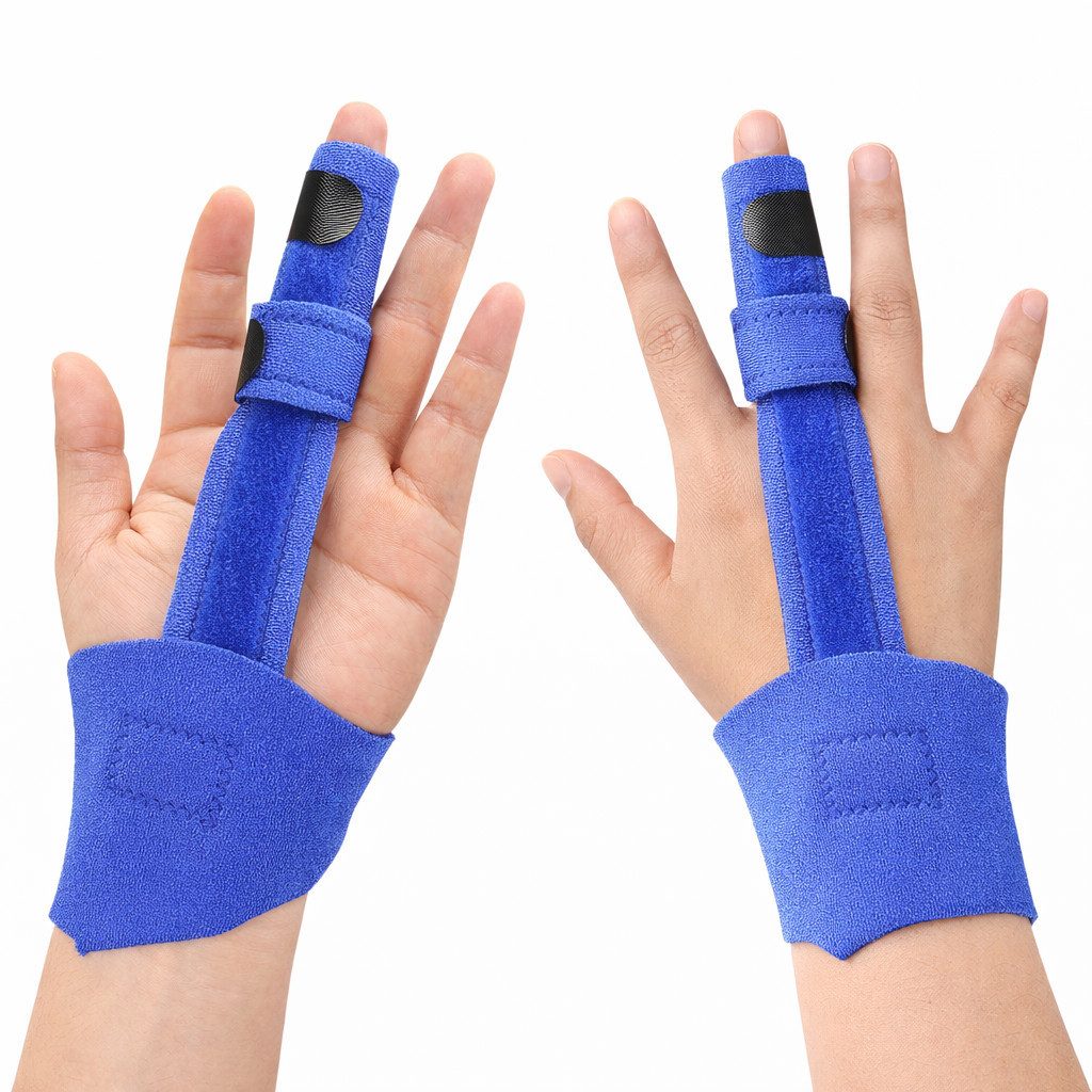 COOL-i ® Handbandage Fingerschiene mit Aluminiumstütze, verstellbare Fingerbandage, für Stabilisierung von Zeige-, Mittel- & Ringfinger
