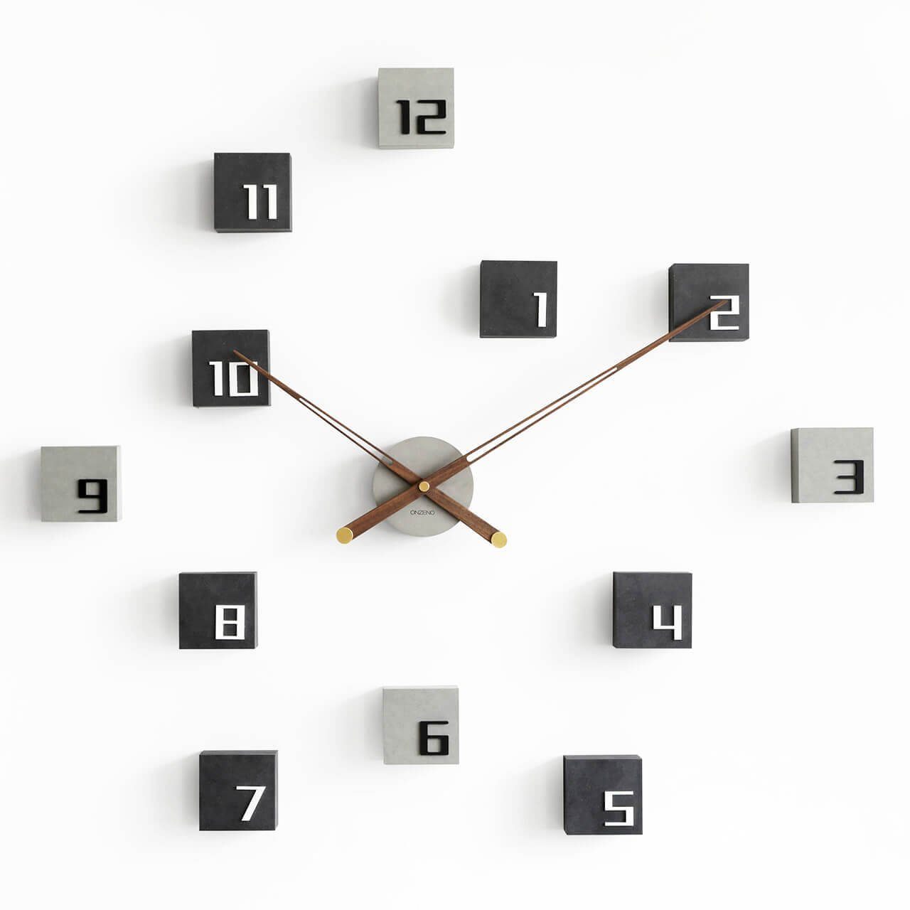 ONZENO Wanduhr THE FRAGMENTED. 82.4x75.5x2 cm (handgefertigte Design-Uhr)