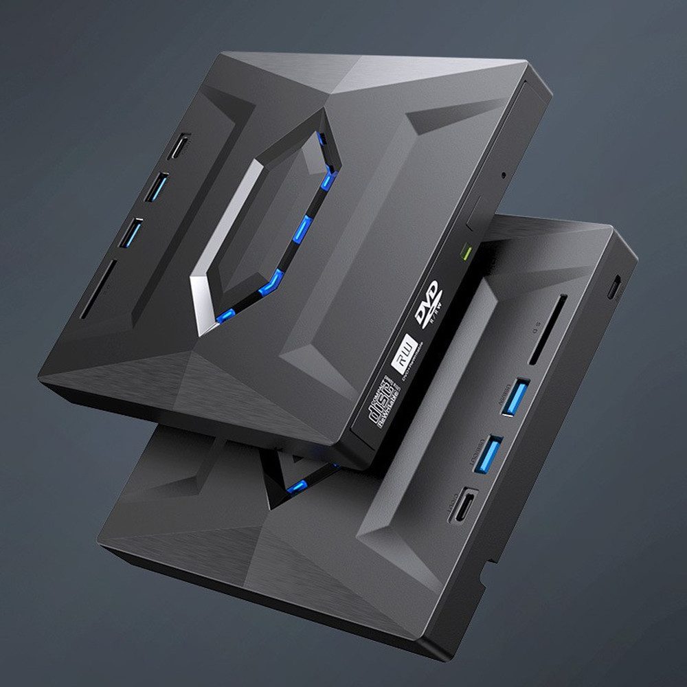 XERSEK Externes CD DVD Laufwerk USB 3.0 Type-C mit SD/TF Micro USB Portable DVD-Brenner (für Laptop Desktop Macbook Windows 7/8/10/XP Linux Mac OS Vista)