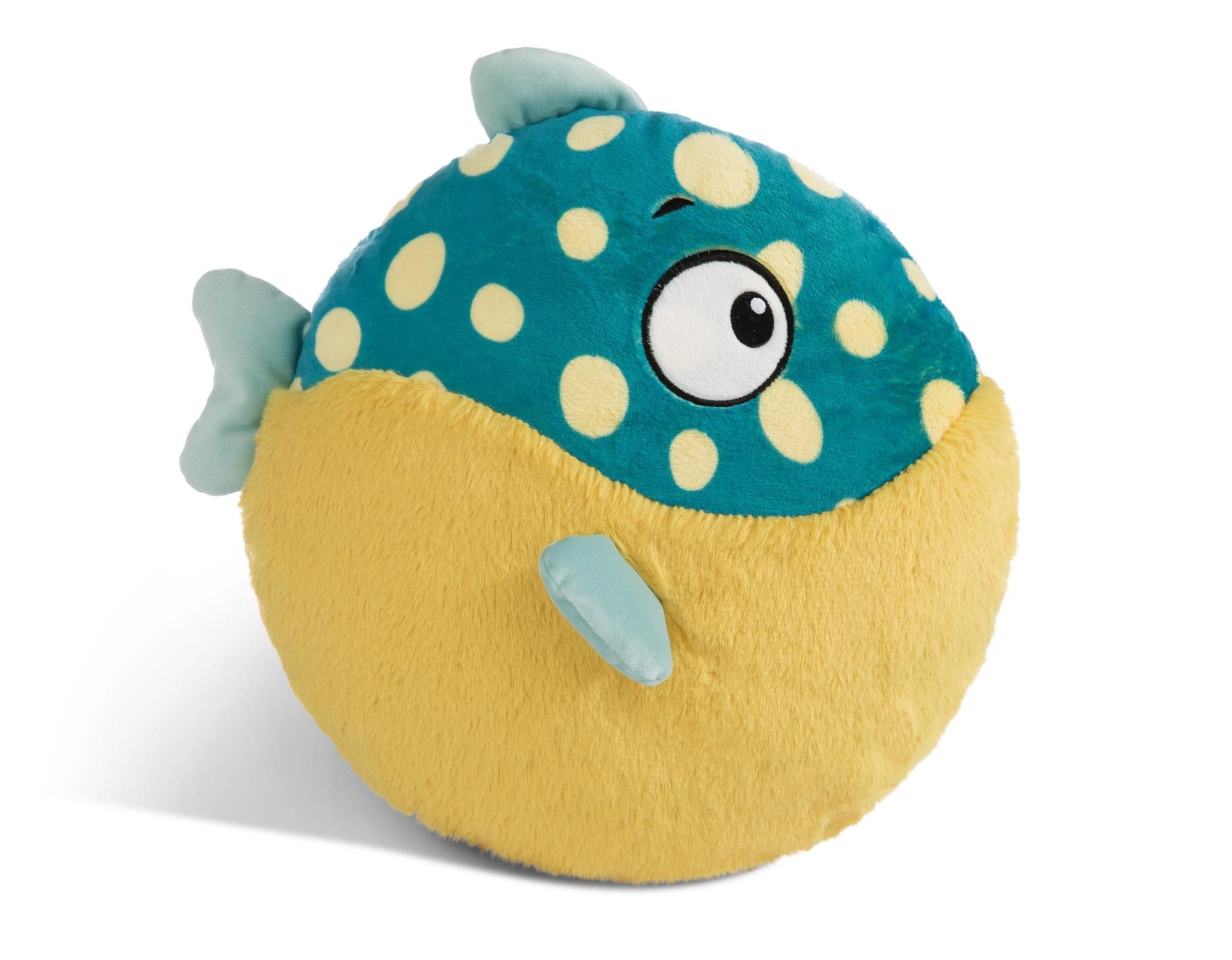 Nici Kuscheltier Nici Reisekissen Kugelfisch Volker 28 cm gelb/blau Plüschkissen