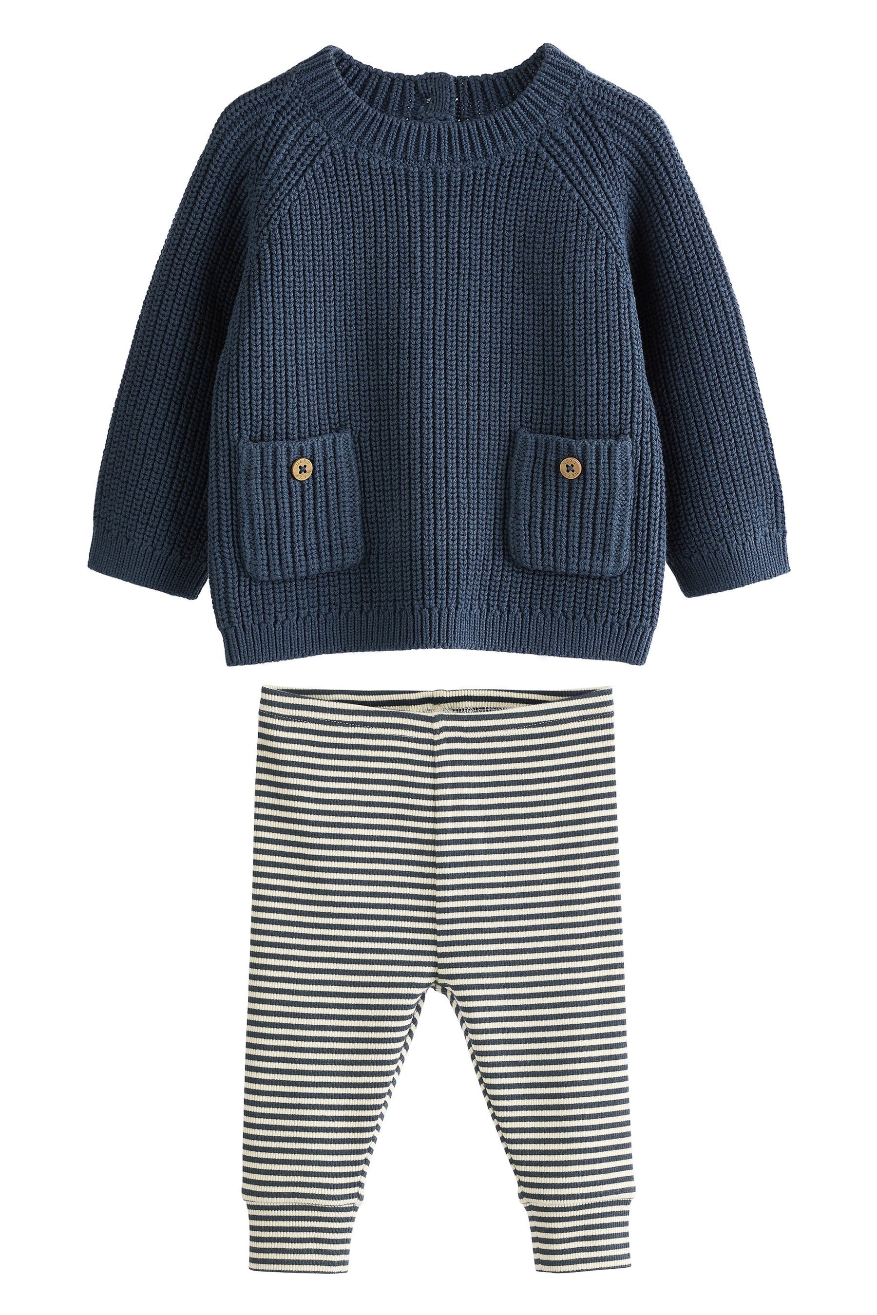 Langarmshirt & Leggings Gestricktes Baby-Set mit Pullover und Leggings